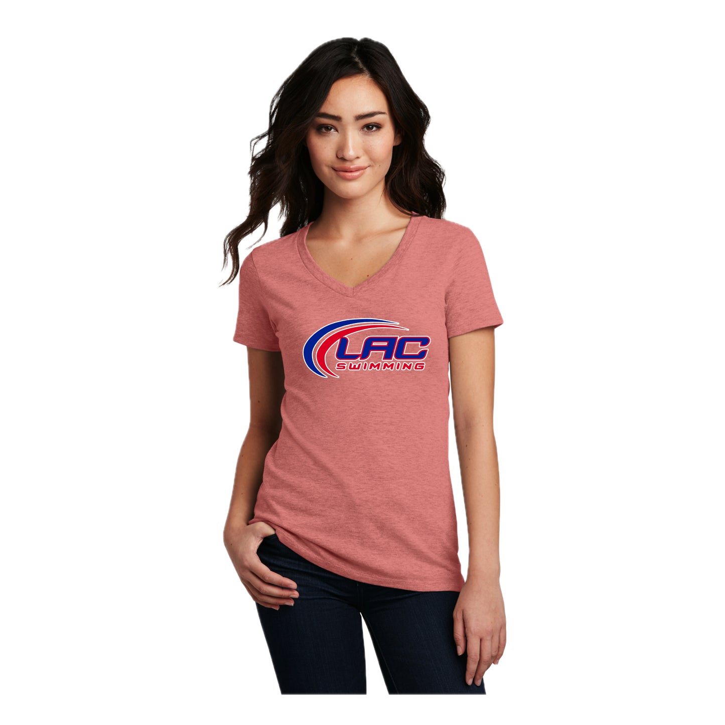 LACSH004 04 Blush Frost Women's V-Neck Short Sleeve Tee