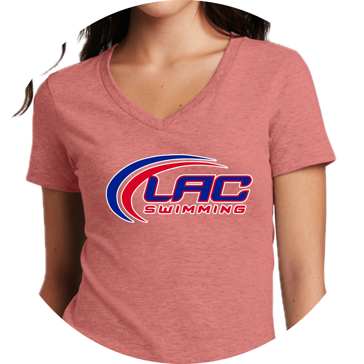 LACSH004 04 Blush Frost Women's V-Neck Short Sleeve Tee