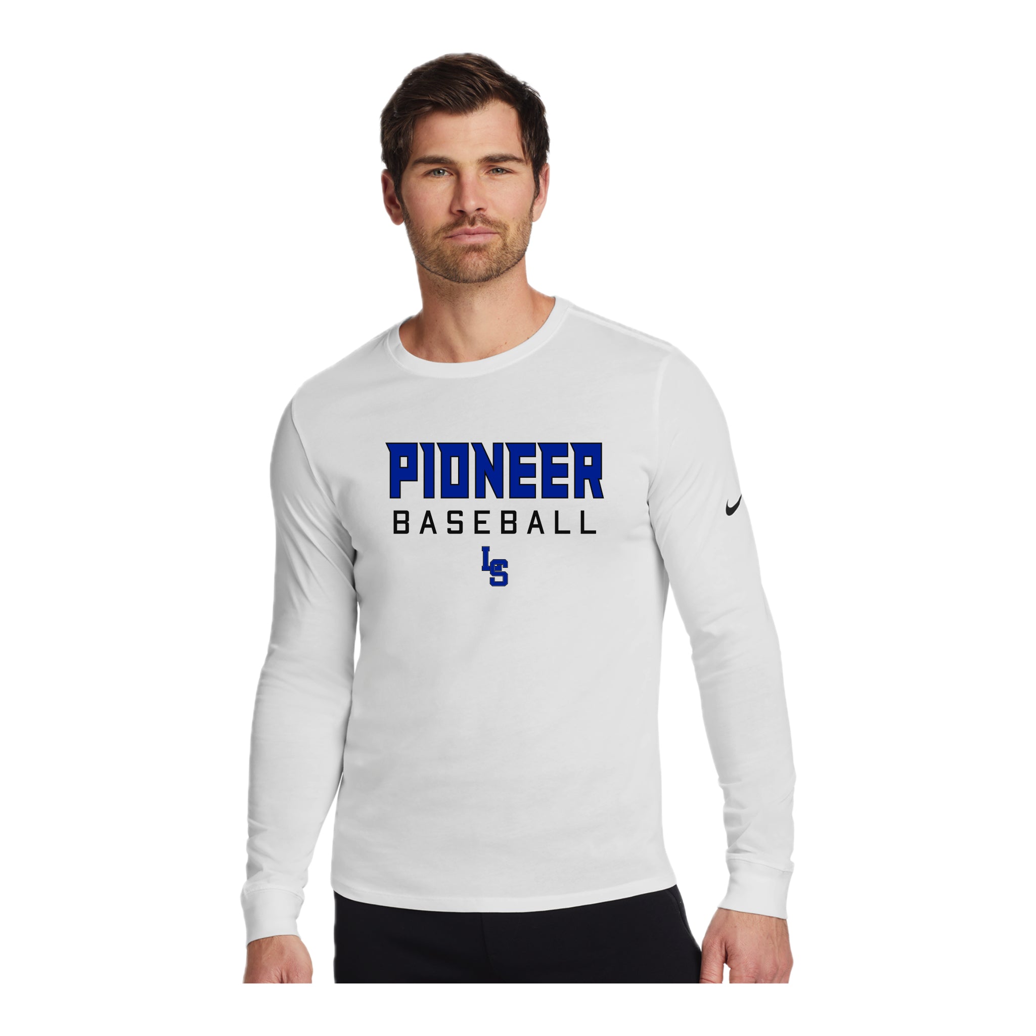 LSHS0225-11 Nike White Long Sleeve Performance Tee