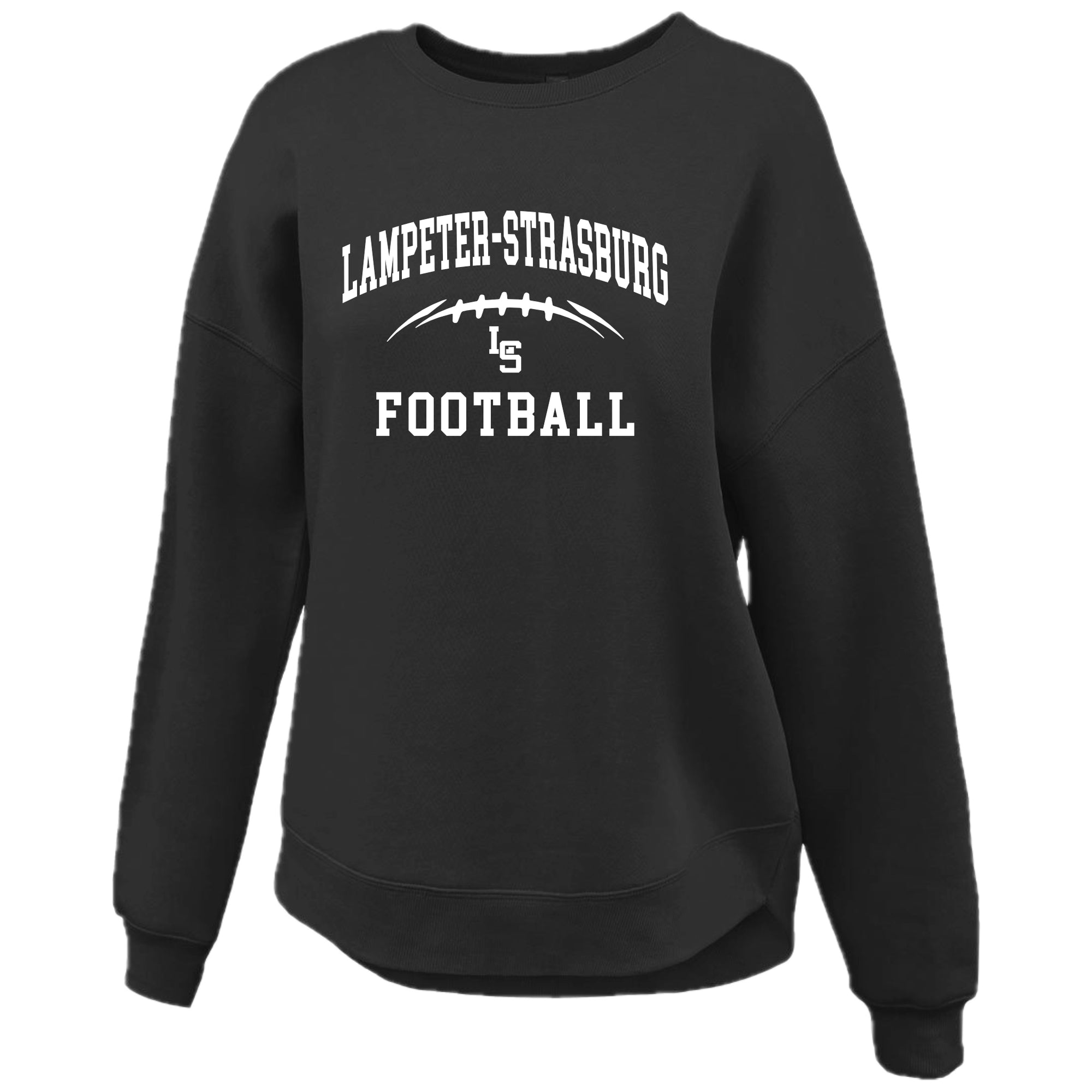 LSYF-32 Women's Black Curve Bottom Crew Sweatshirt
