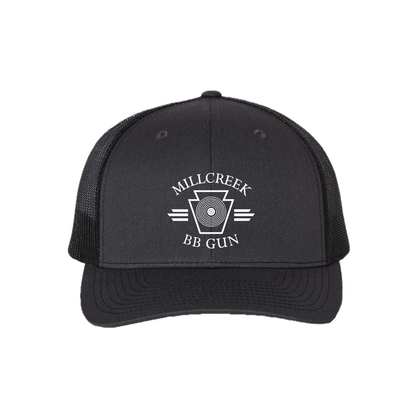 MILBBSH03-10 Dk Richardson Charcoal/Black Adjustable Trucker Hat