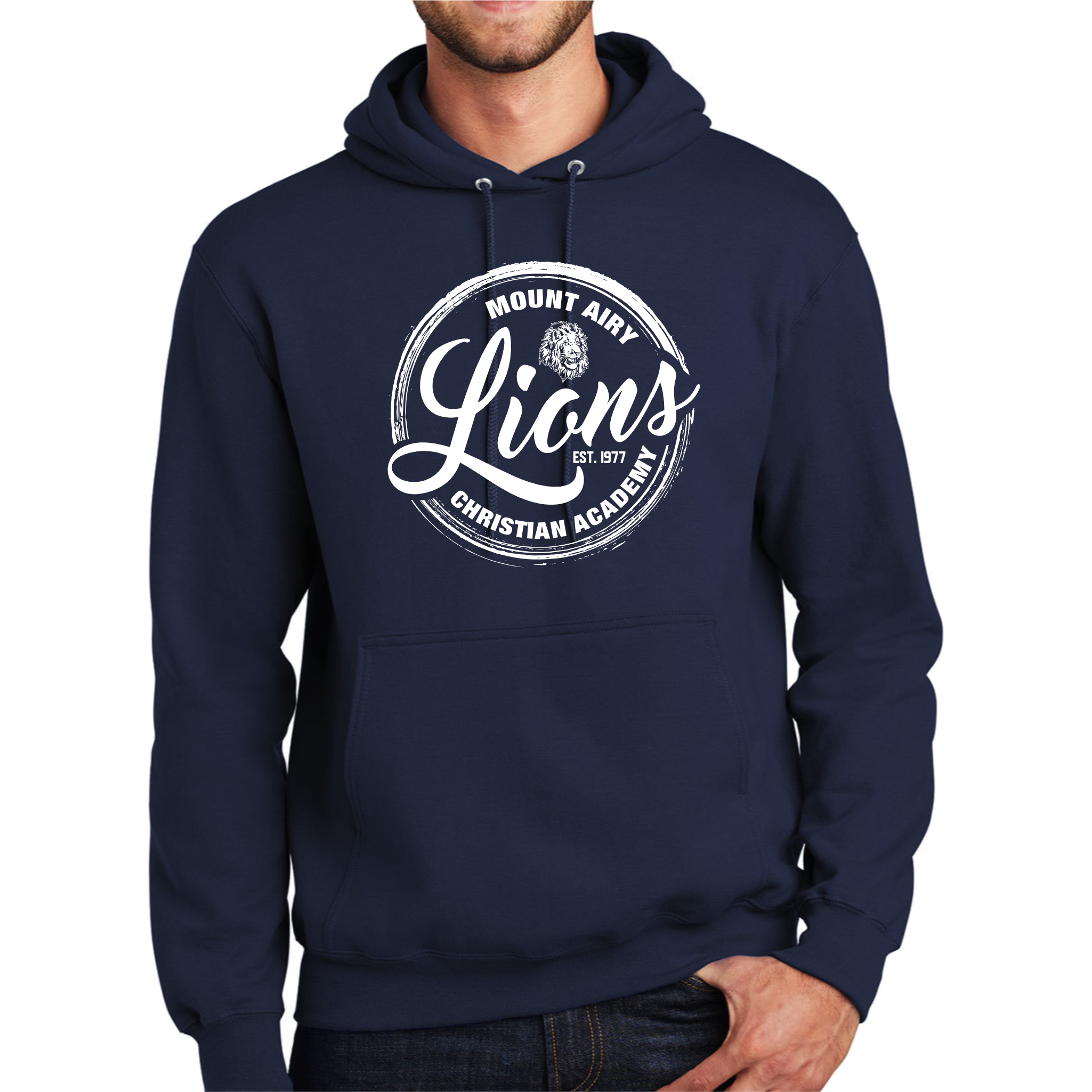 MACA012: Navy Hooded Sweatshirt Lions Tee