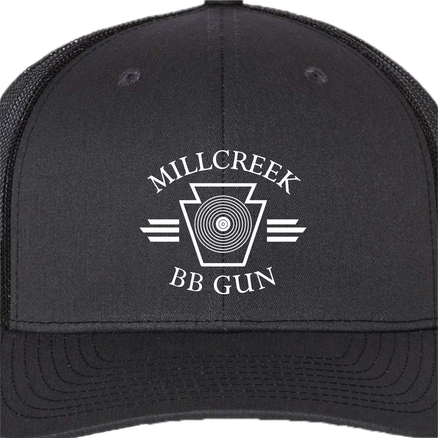 MILBBSH03-10 Dk Richardson Charcoal/Black Adjustable Trucker Hat