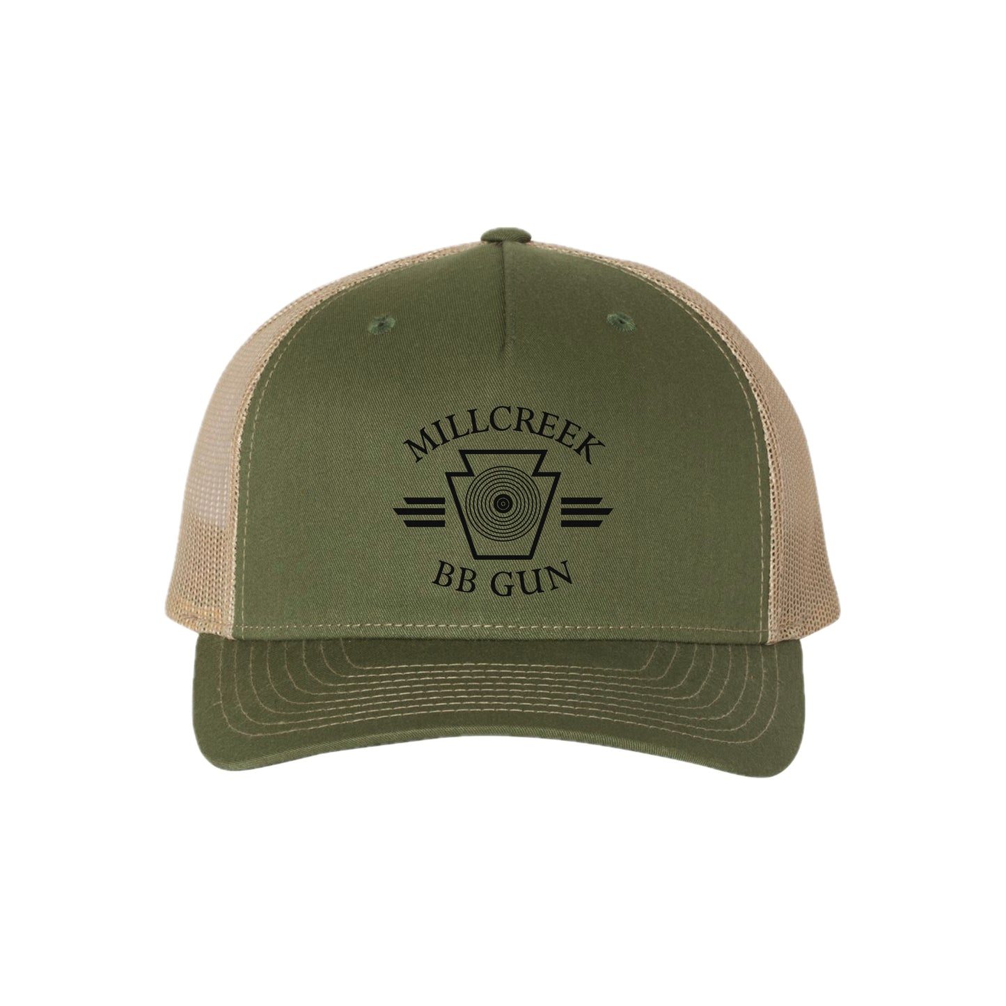 MILBBSH03-11 Richardson Olive Green/Tan Adjustable Trucker Hat