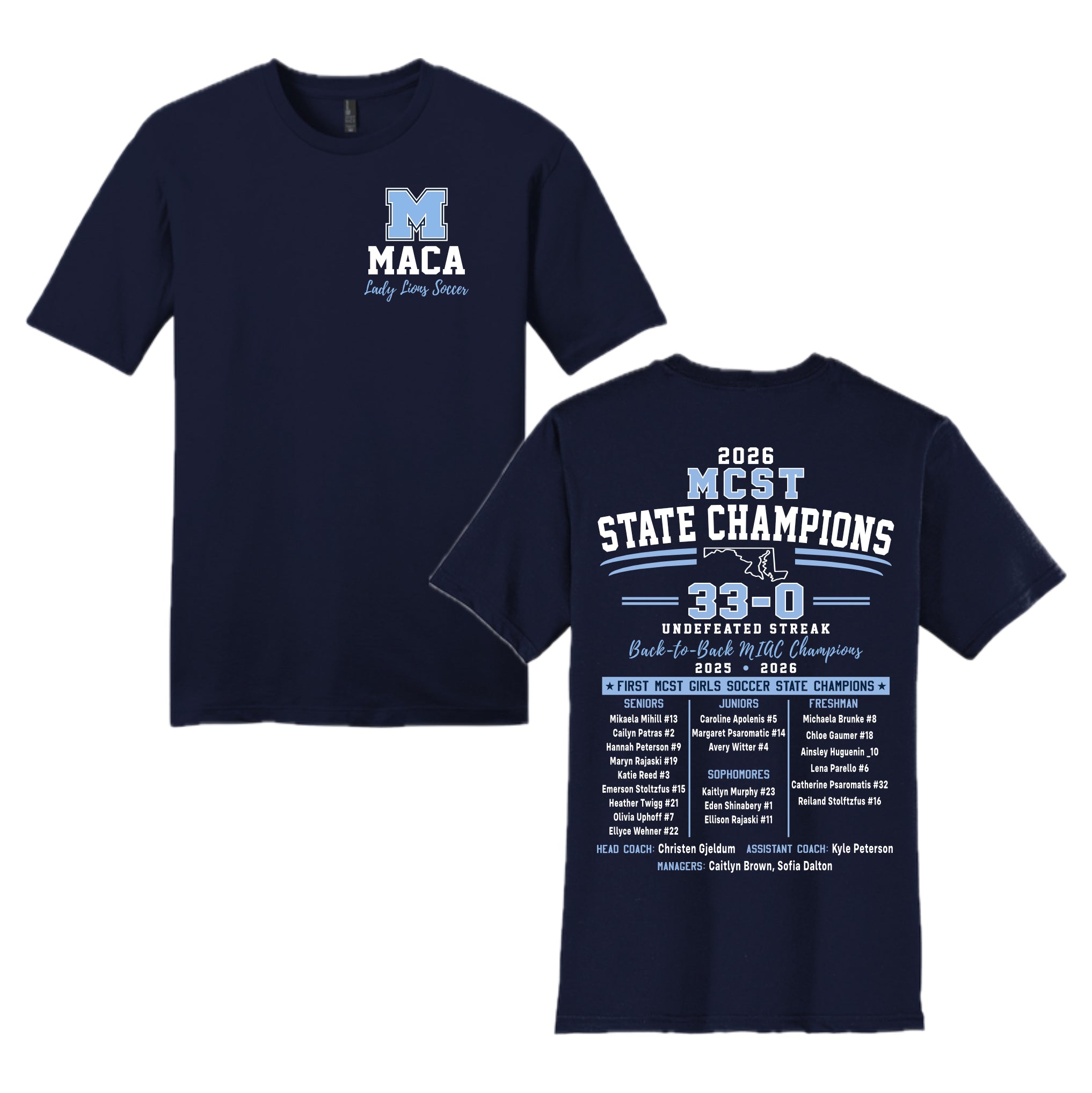 MACA100 Lady Lions Soccer Champ Tee