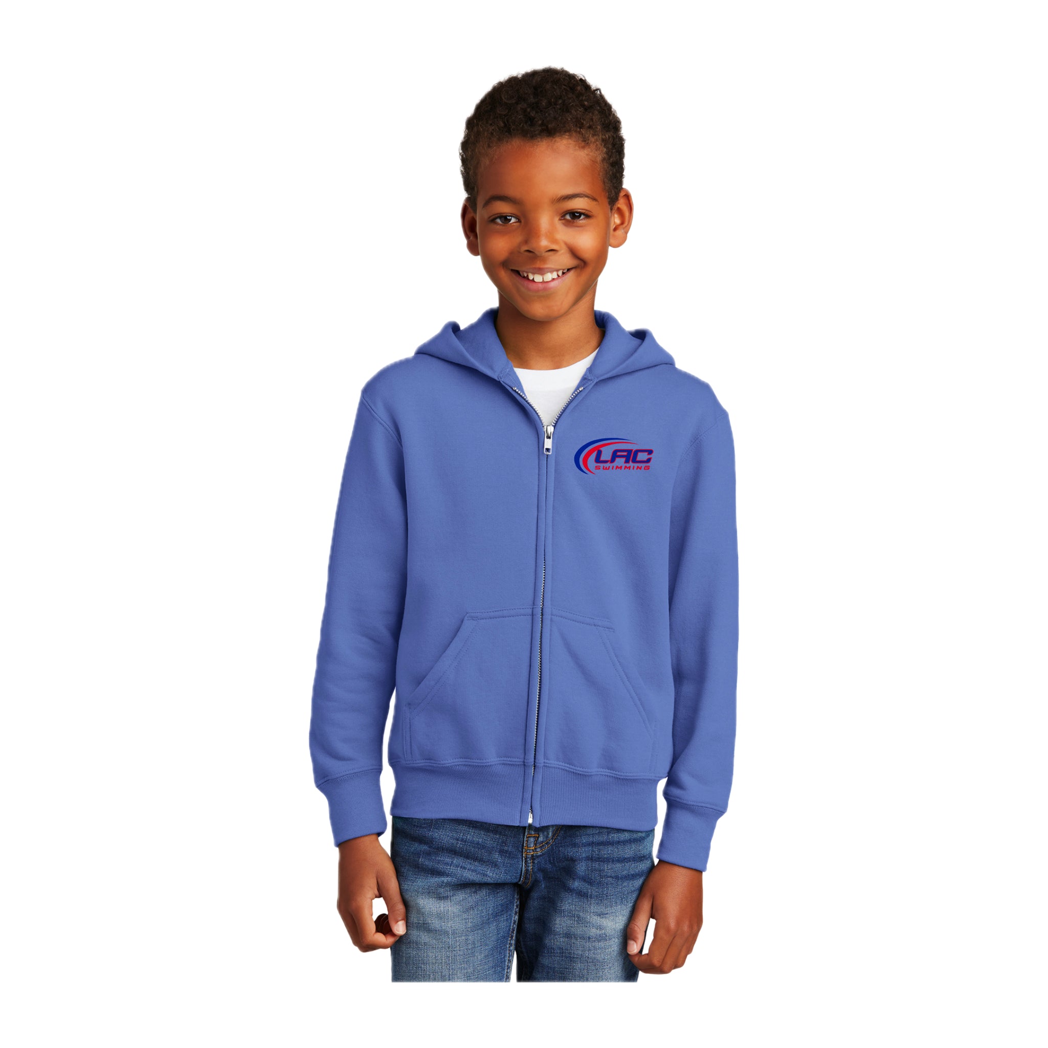 LACSH004 10 Carolina Blue Youth Full Zip Hoody