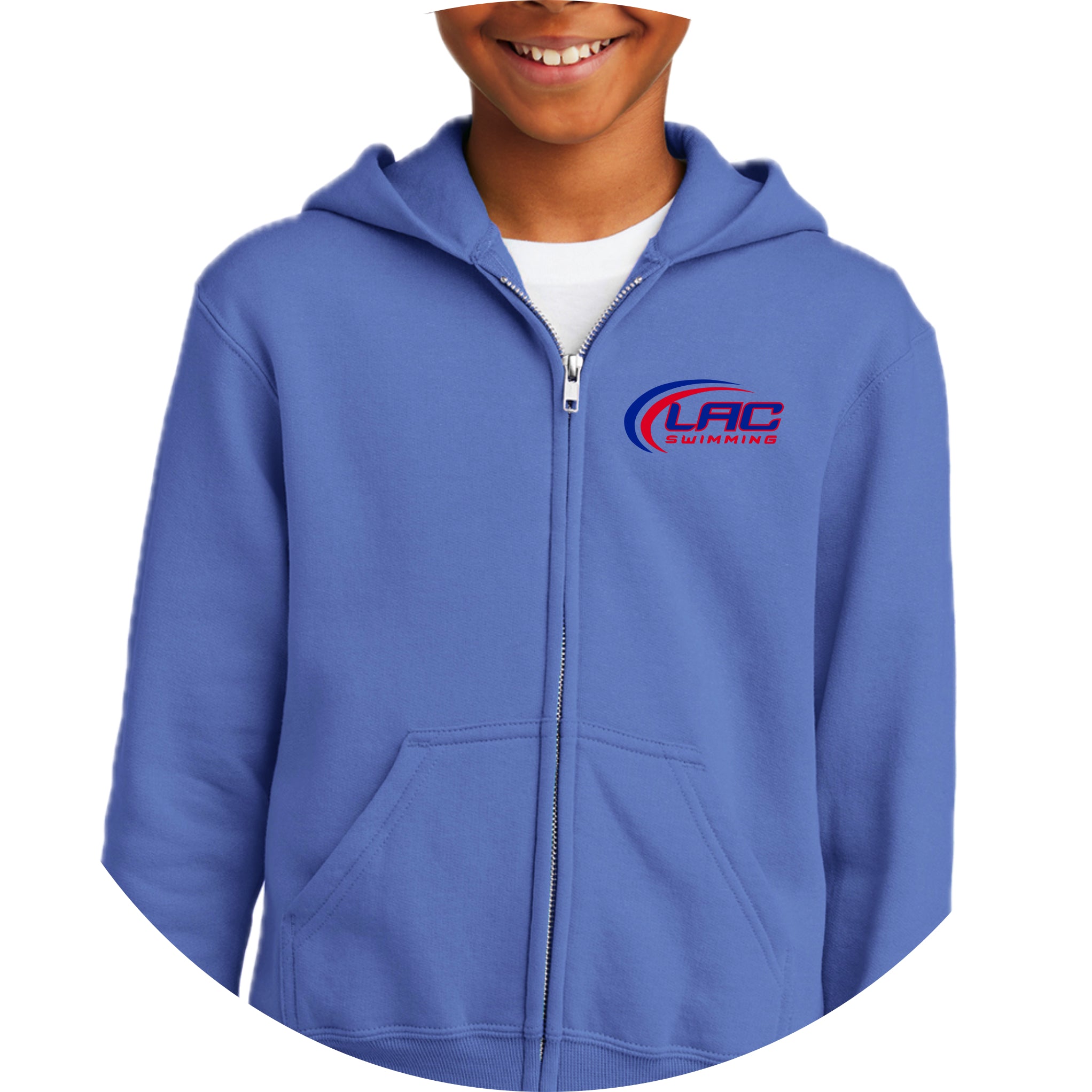 LACSH004 10 Carolina Blue Youth Full Zip Hoody