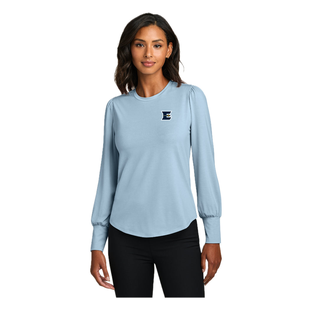 ELIS26-07 Ladies Celestial Blue Long Sleeve Blouson Top