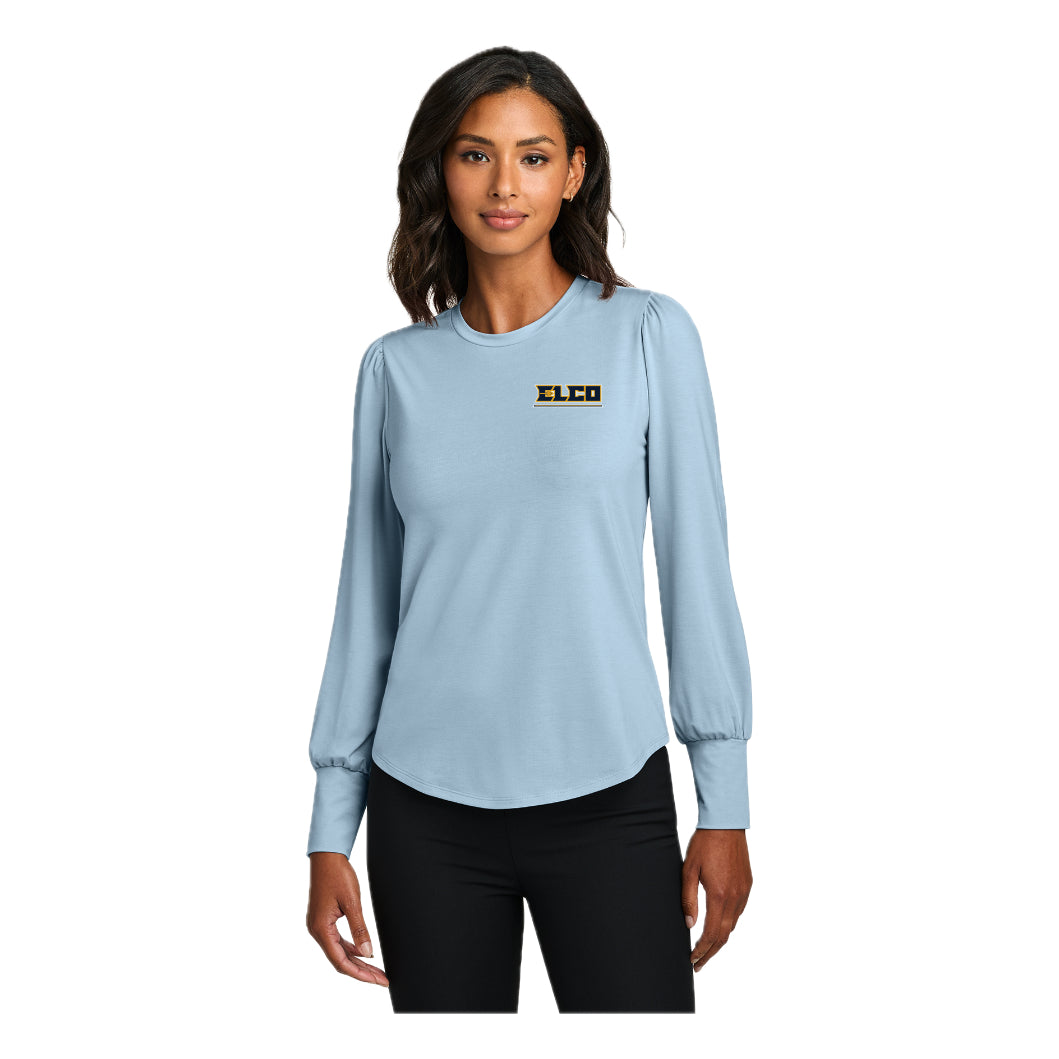 ELIS26-07 Ladies Celestial Blue Long Sleeve Blouson Top