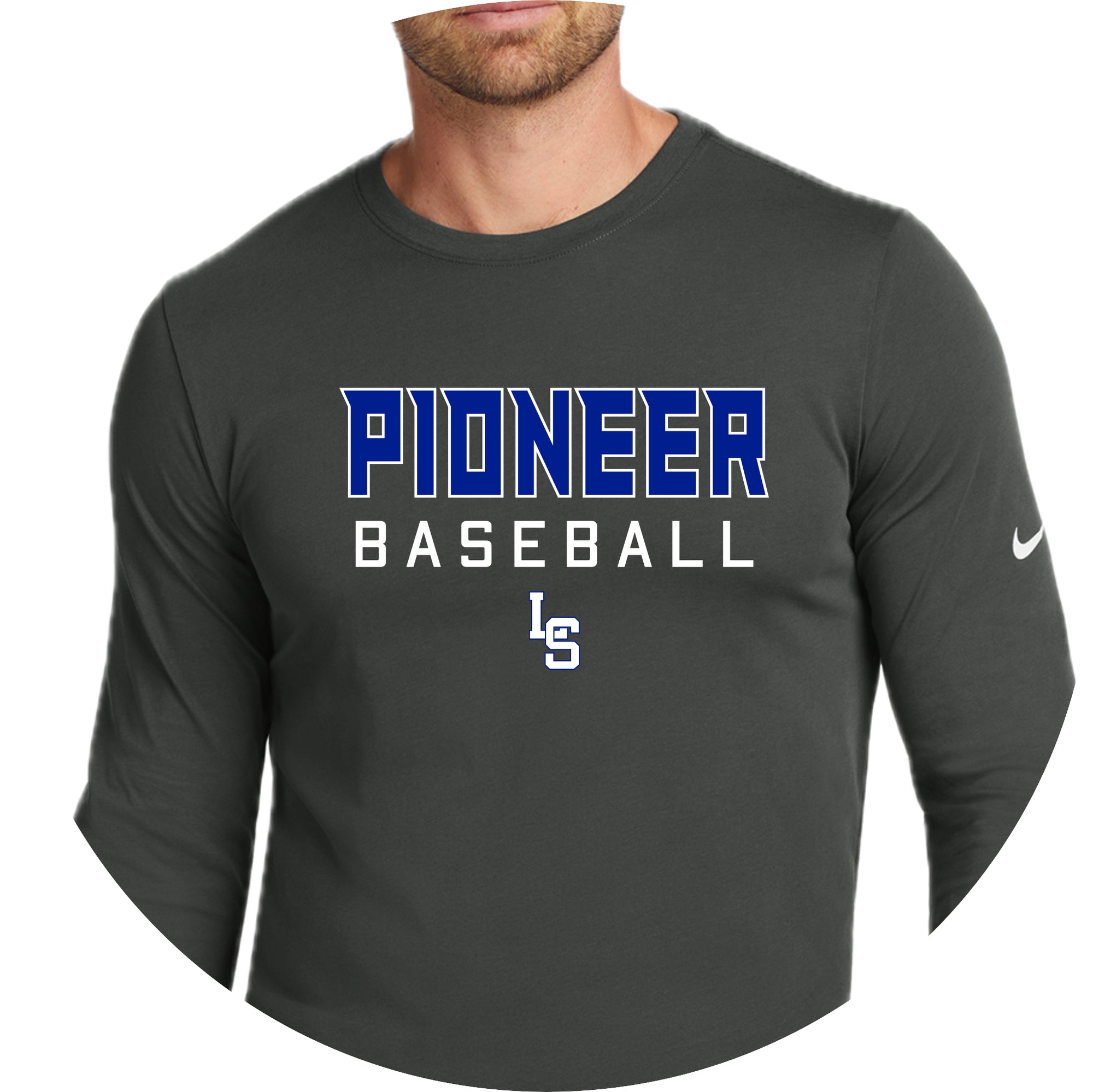 LSHS0225-12  Nike Anthracite Long Sleeve Performance Tee