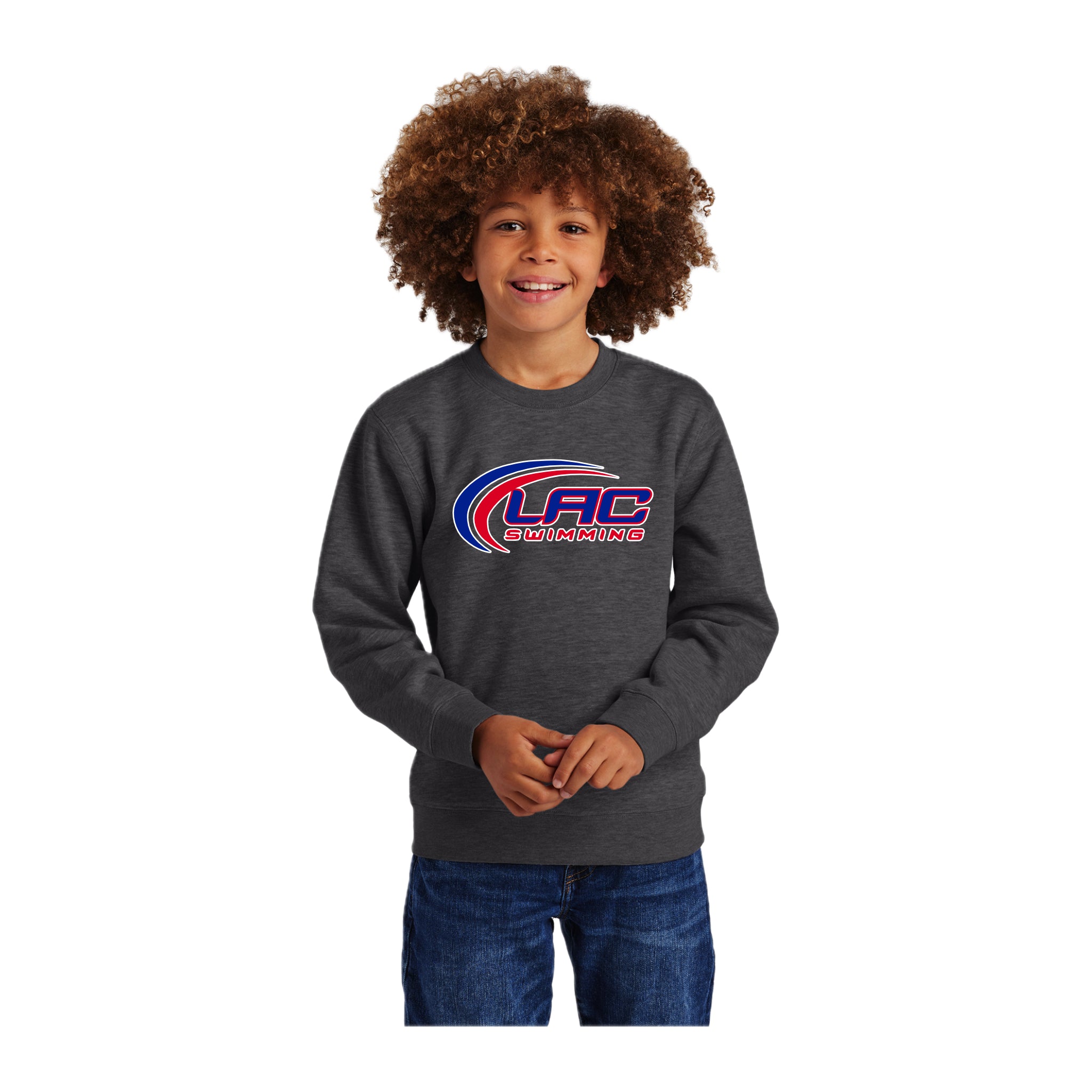 LACSH004 08 Heathered Charcoal Youth Crew