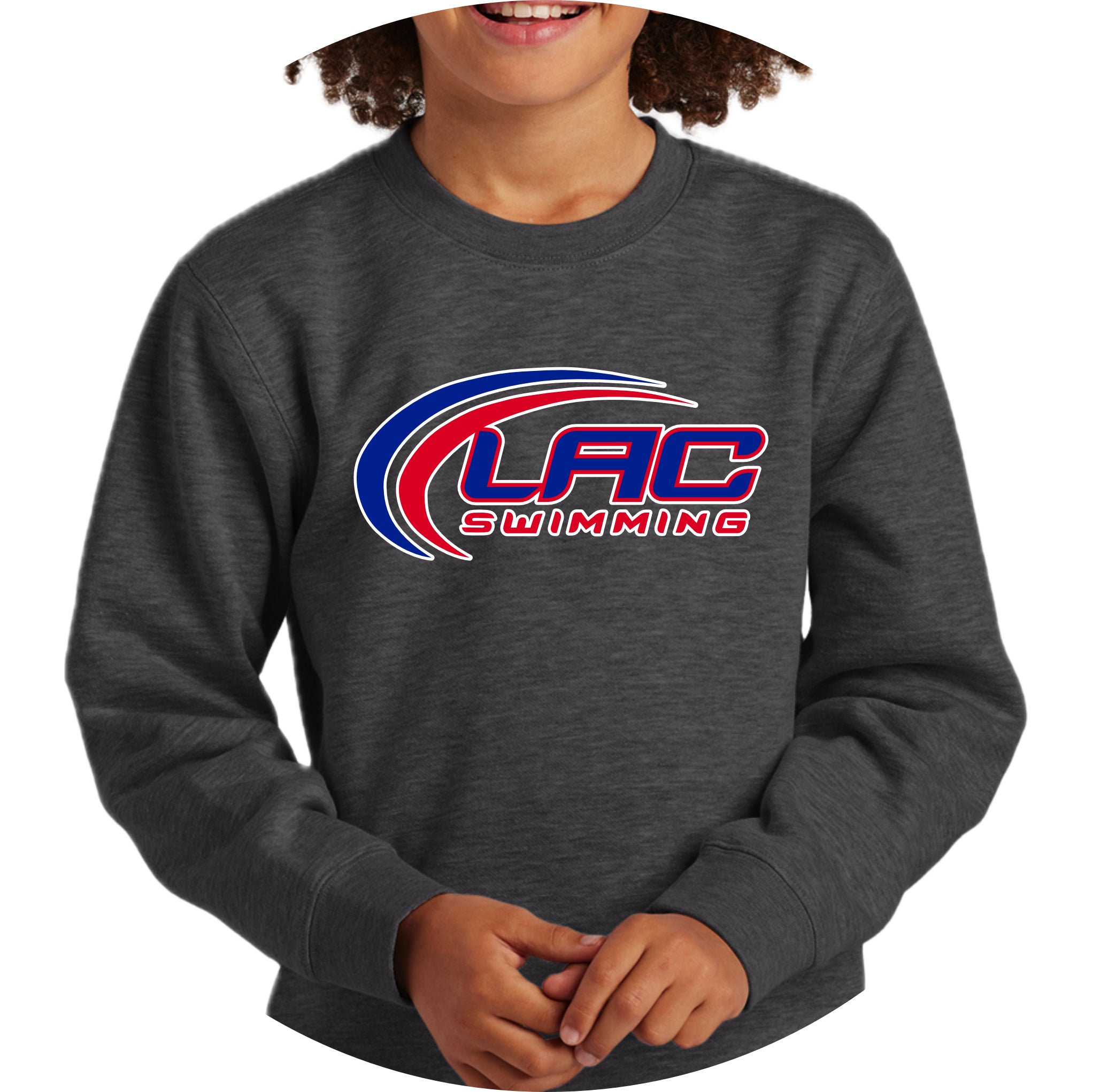 LACSH004 08 Heathered Charcoal Youth Crew