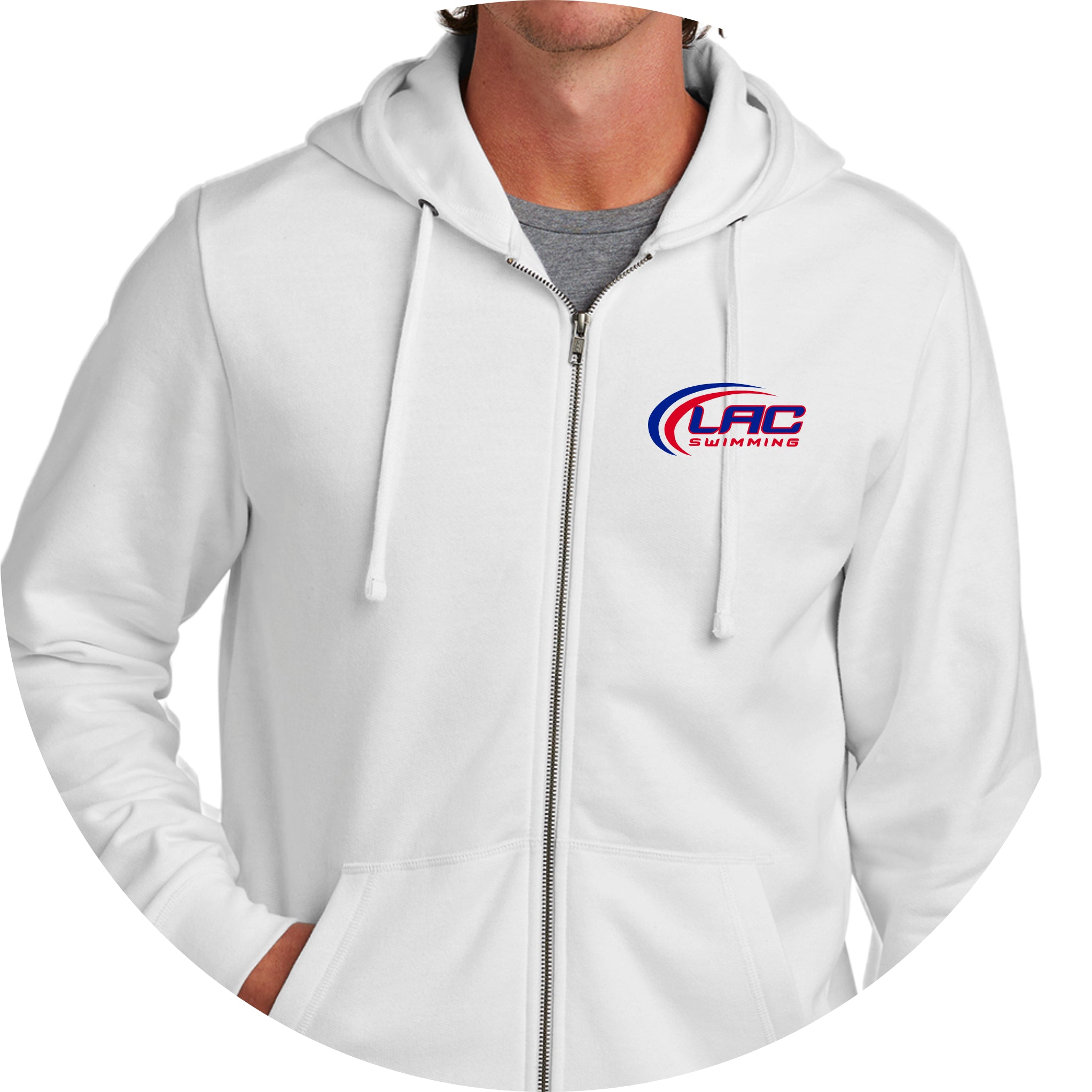LACSH004 09 White Full Zip Hoodie