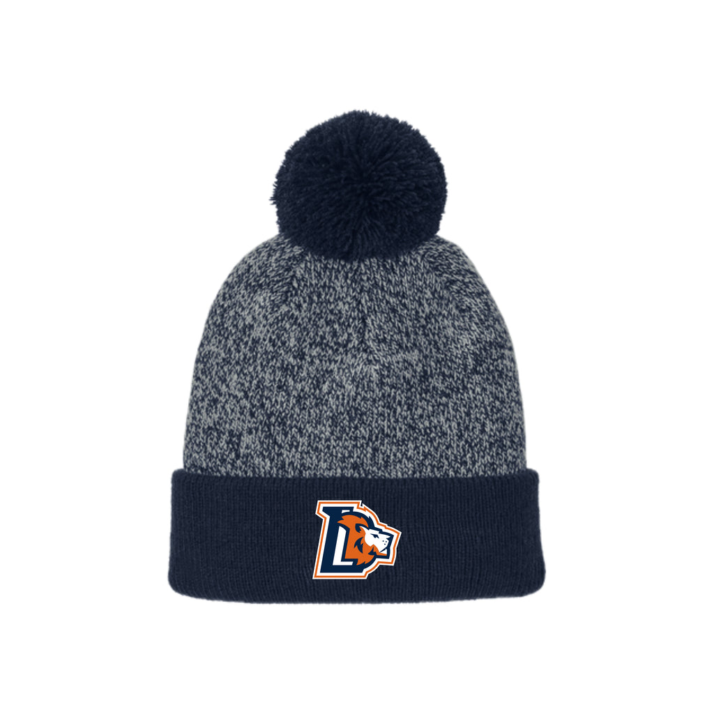LCCSSH04-22 Navy/Silver Heather Pom Beanie