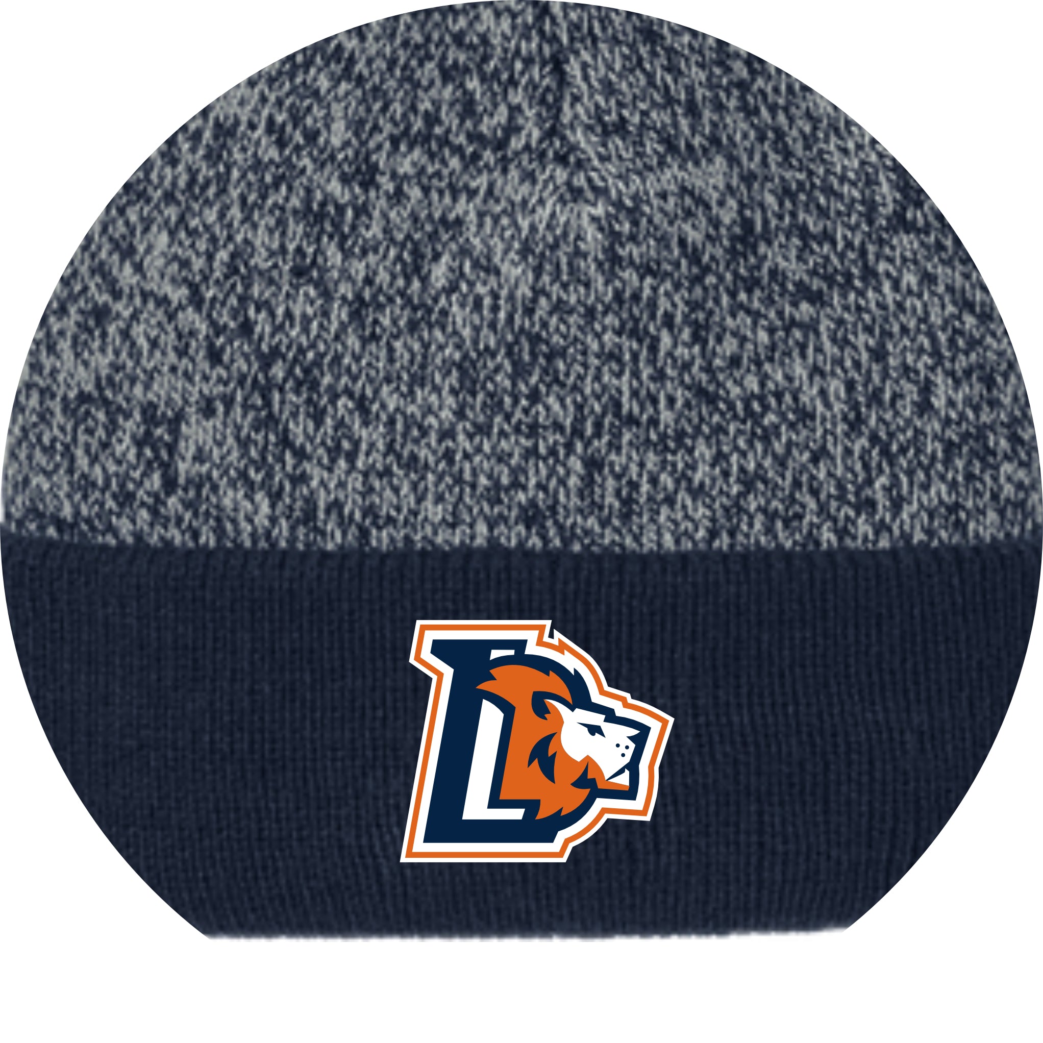 LCCSSH04-22 Navy/Silver Heather Pom Beanie