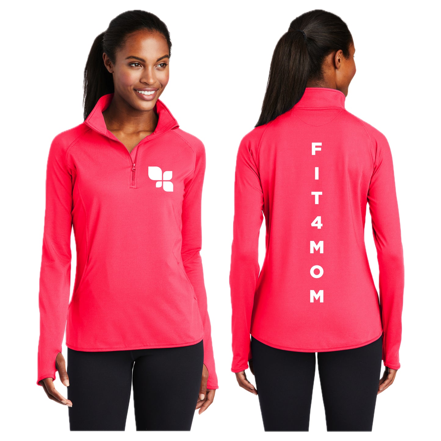 F4MSH2 - 02 Hot Coral Ladies Performance 1/4 Zip