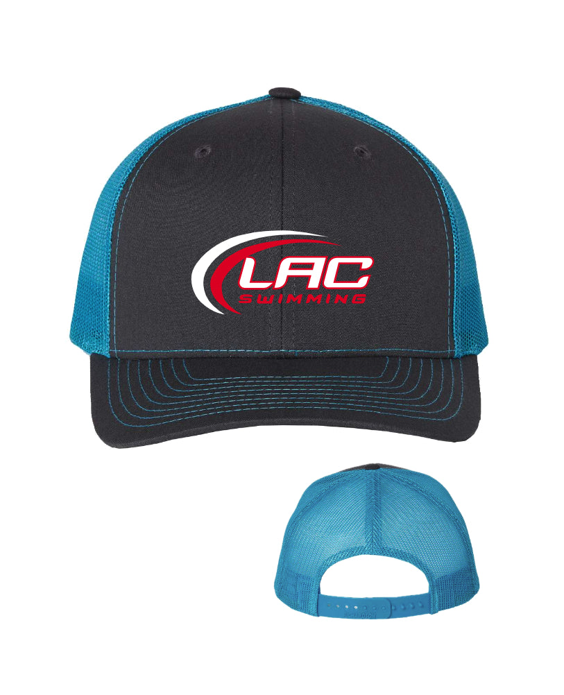 LACSH006-23 Charcoal/Neon Blue Trucker Hat