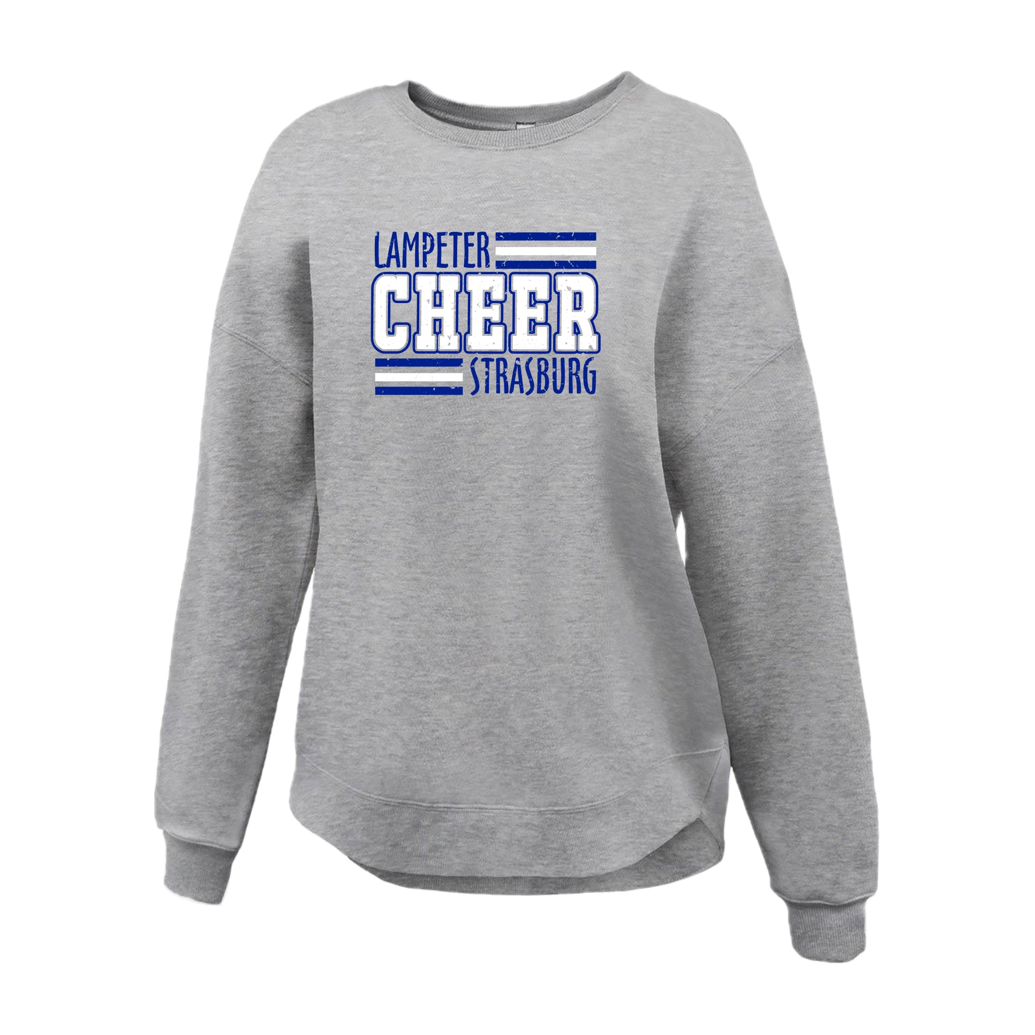 LSCH-19-2 Women's Grey Curve Bottom Crewneck