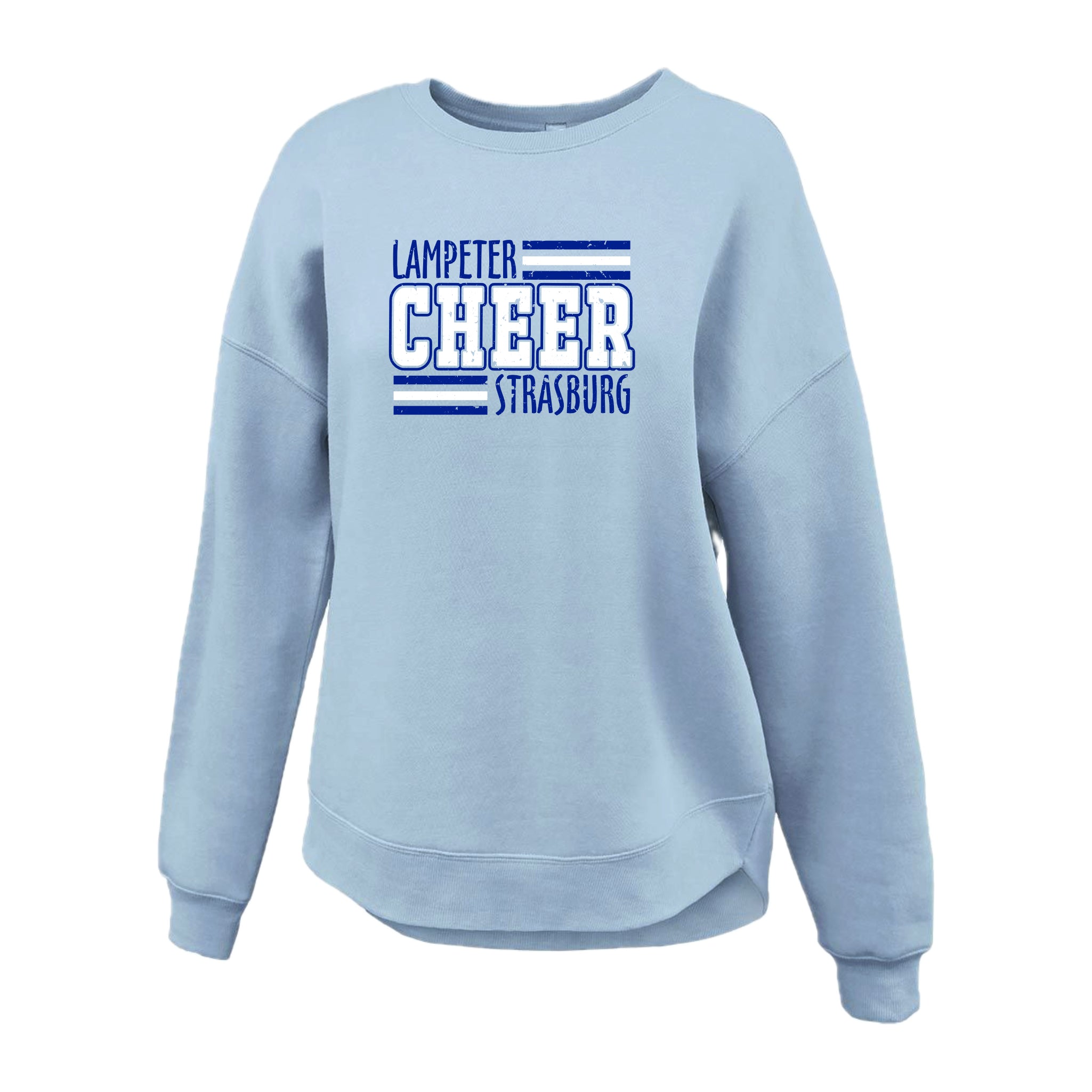 LSCH-17-2 Women's Blue Curve Bottom Crewneck