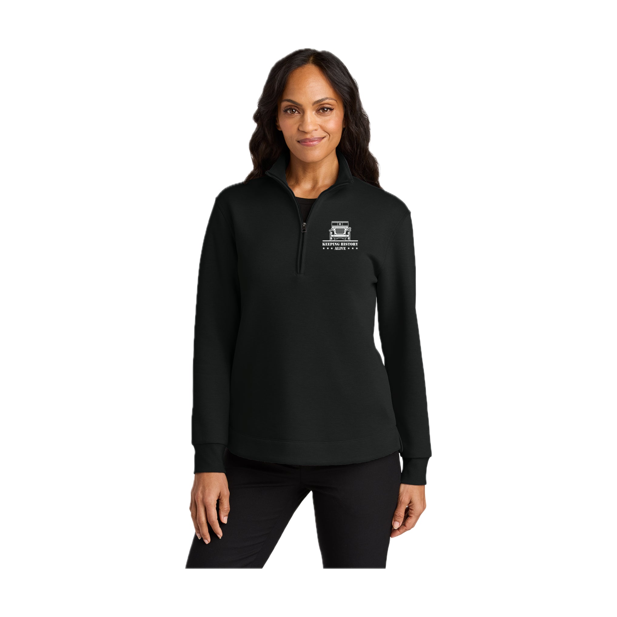 KHASH01-03 Ladies Black Pique 1/4-Zip