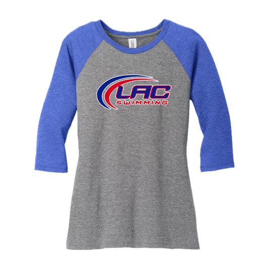 LACSH002-08 Ryl Frost/Grey Frost 3/4 Sleeve Ladies Raglan Tee