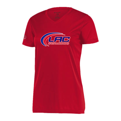 LACSH002-04 Red Performance Ladies Short Sleeve