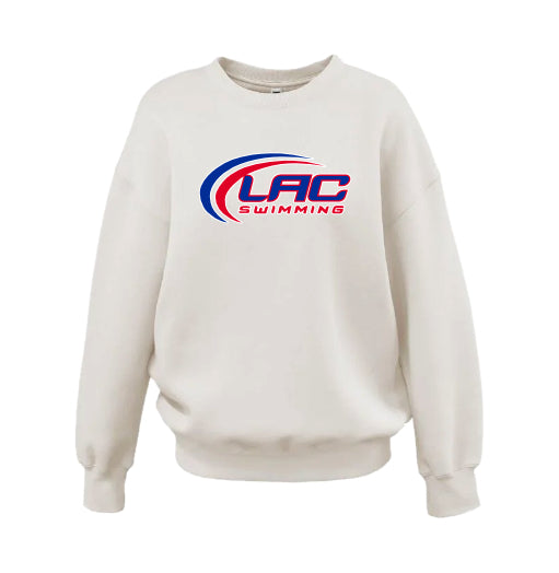 LACSH008 - 12 Cream Ladies Oversized Crewneck Sweatshirt