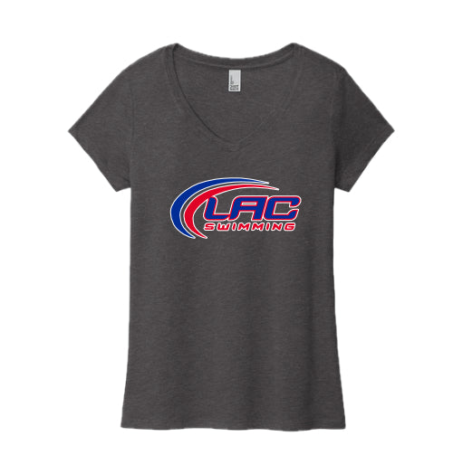 LACSH008 - 08 Heather Charcoal Ladies V Neck Short Sleeve Tee