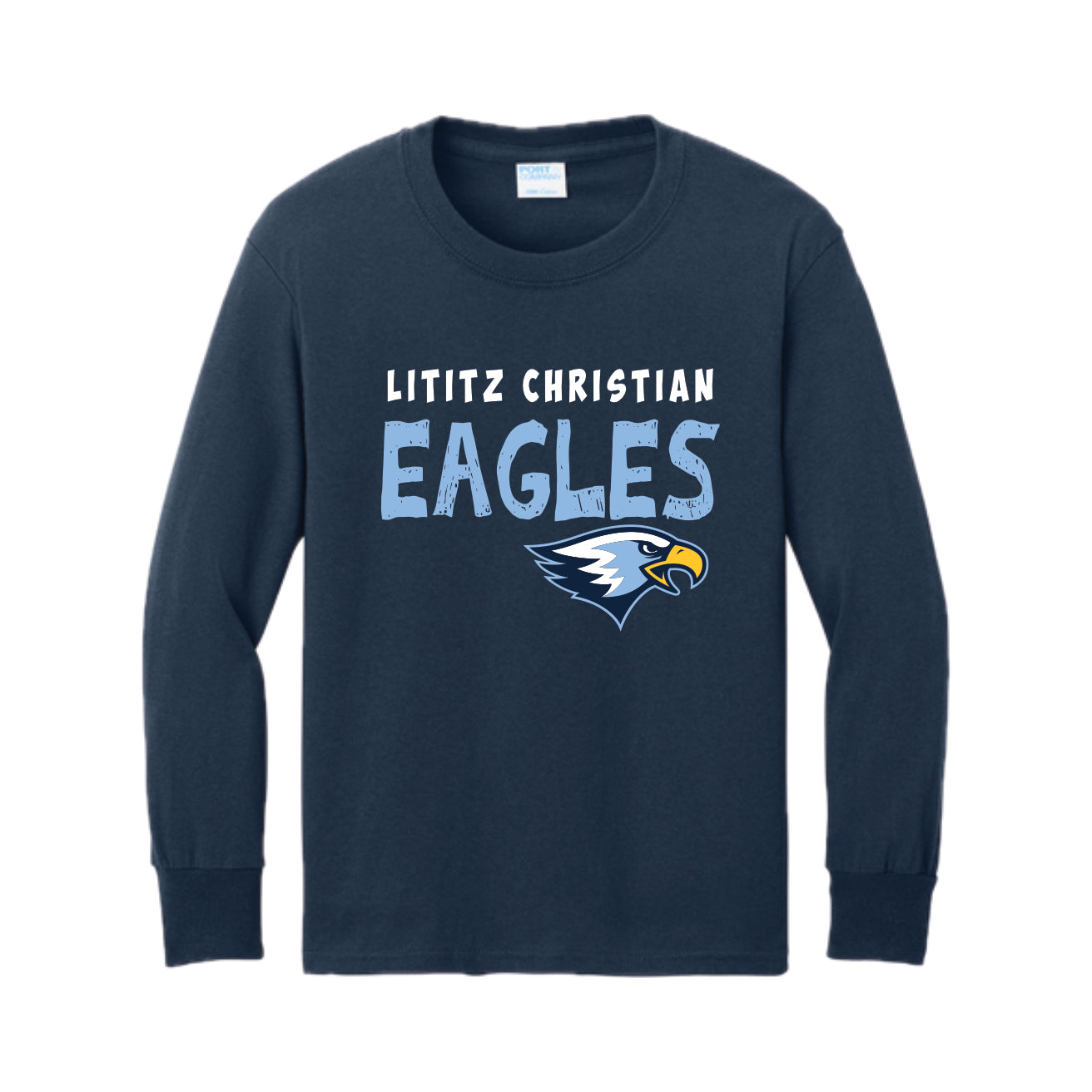 LCS106 - Navy or White Youth Long Sleeve Tee