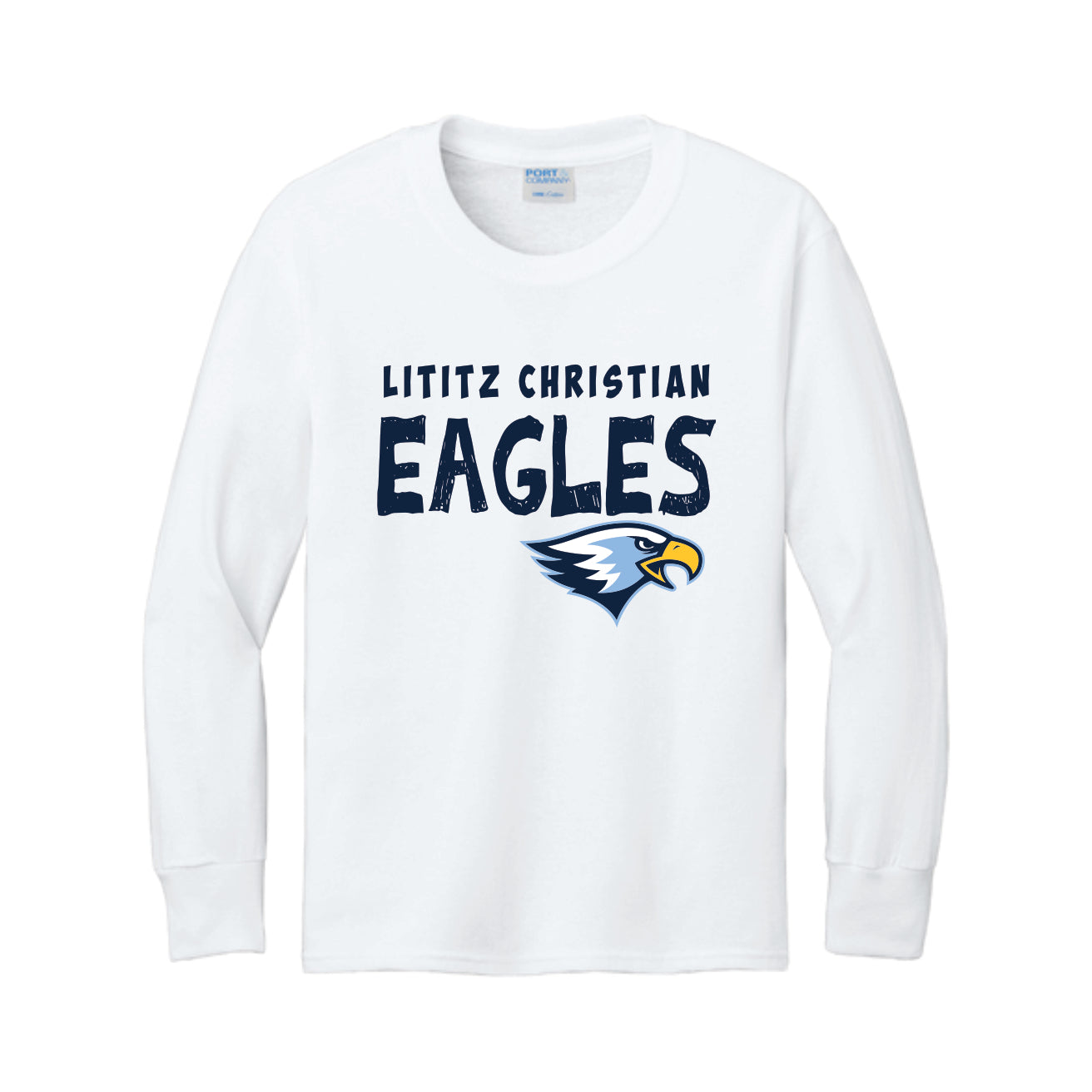 LCS106 - Navy or White Youth Long Sleeve Tee
