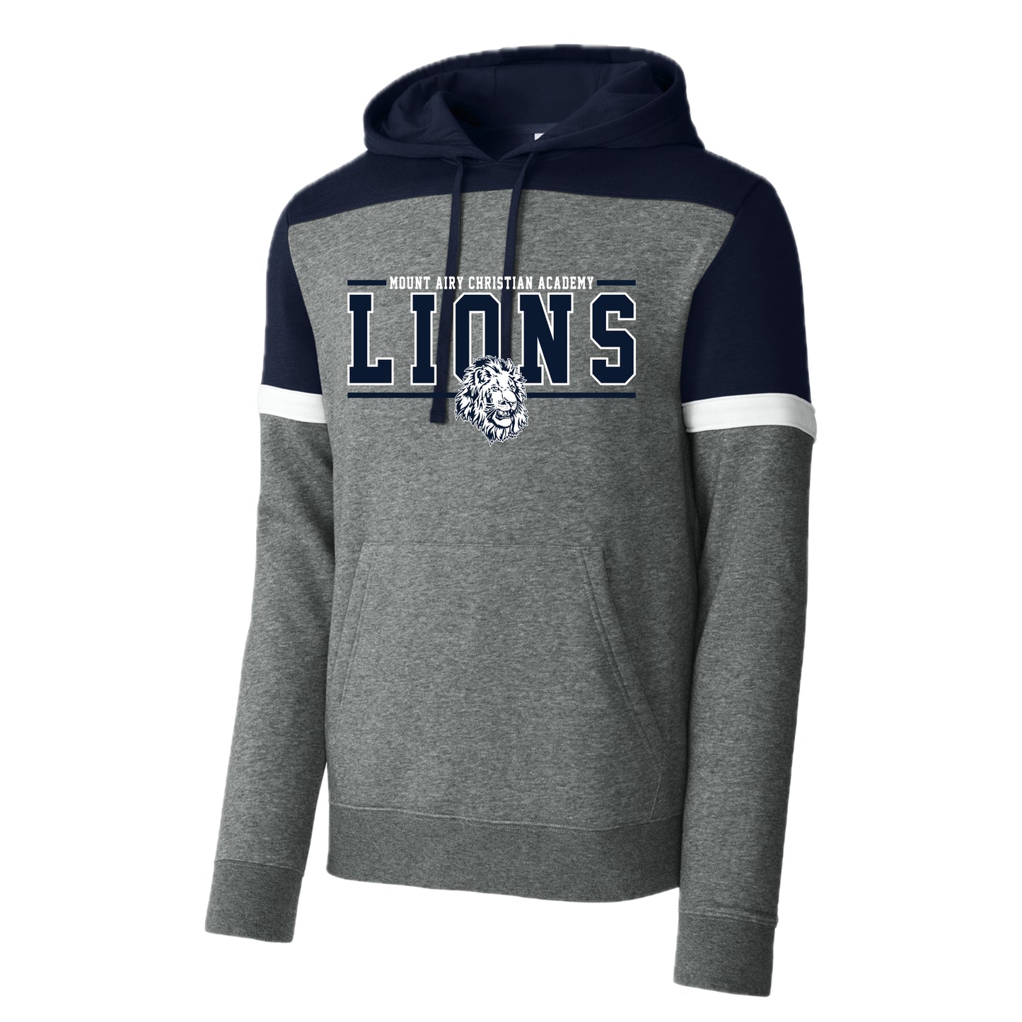 MACA075 Navy/Heather Grey Lions Hoody