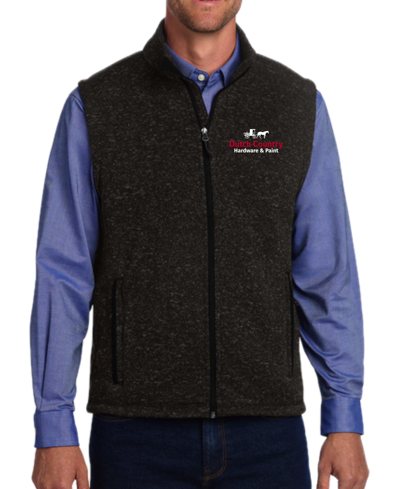 DC-009 Black Heather Fleece Vest