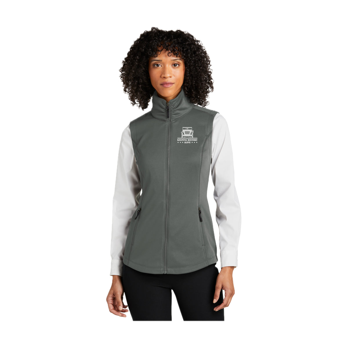 KHASH01-01 Ladies Graphite Smooth Fleece Vest
