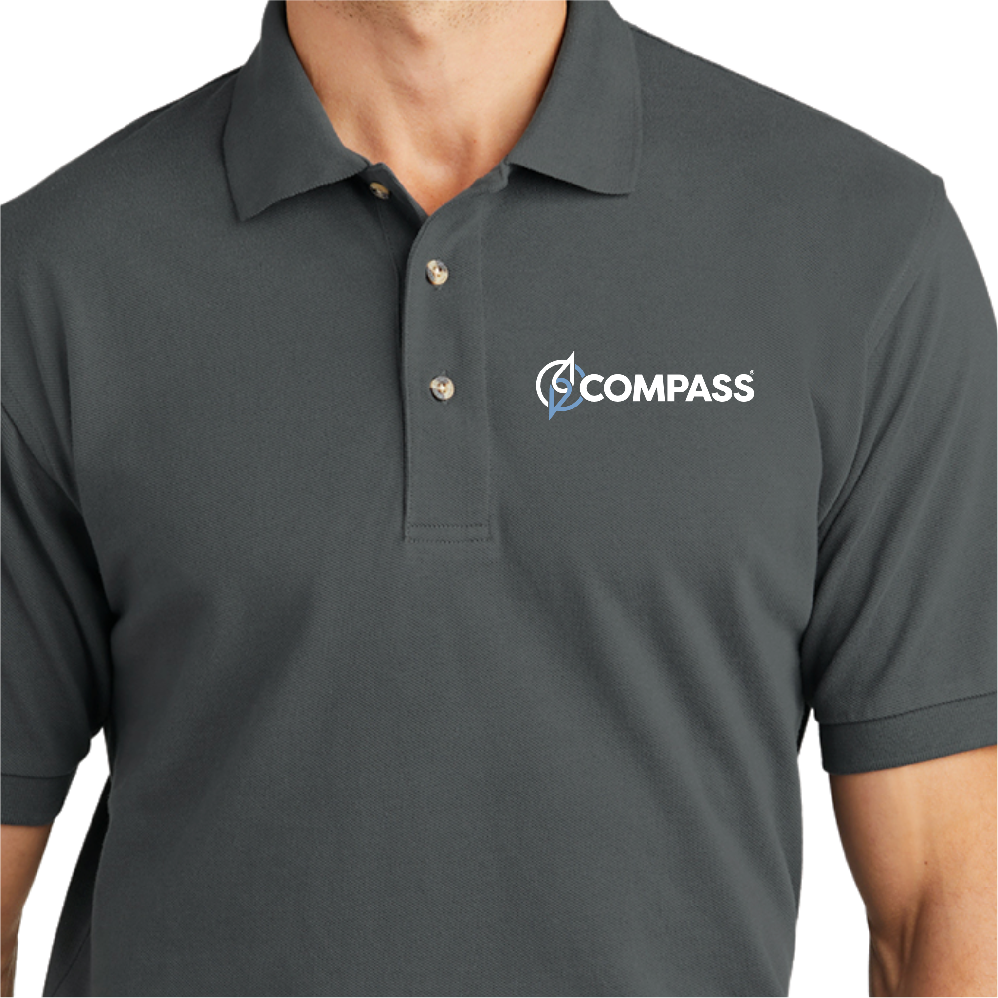COM016 Steel Grey 100% Cotton Pique Polo