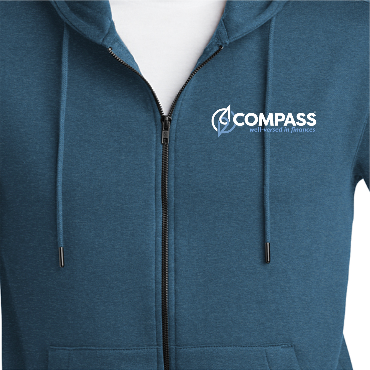 COM013 Heather Blue Mens Full Zip Hoodie