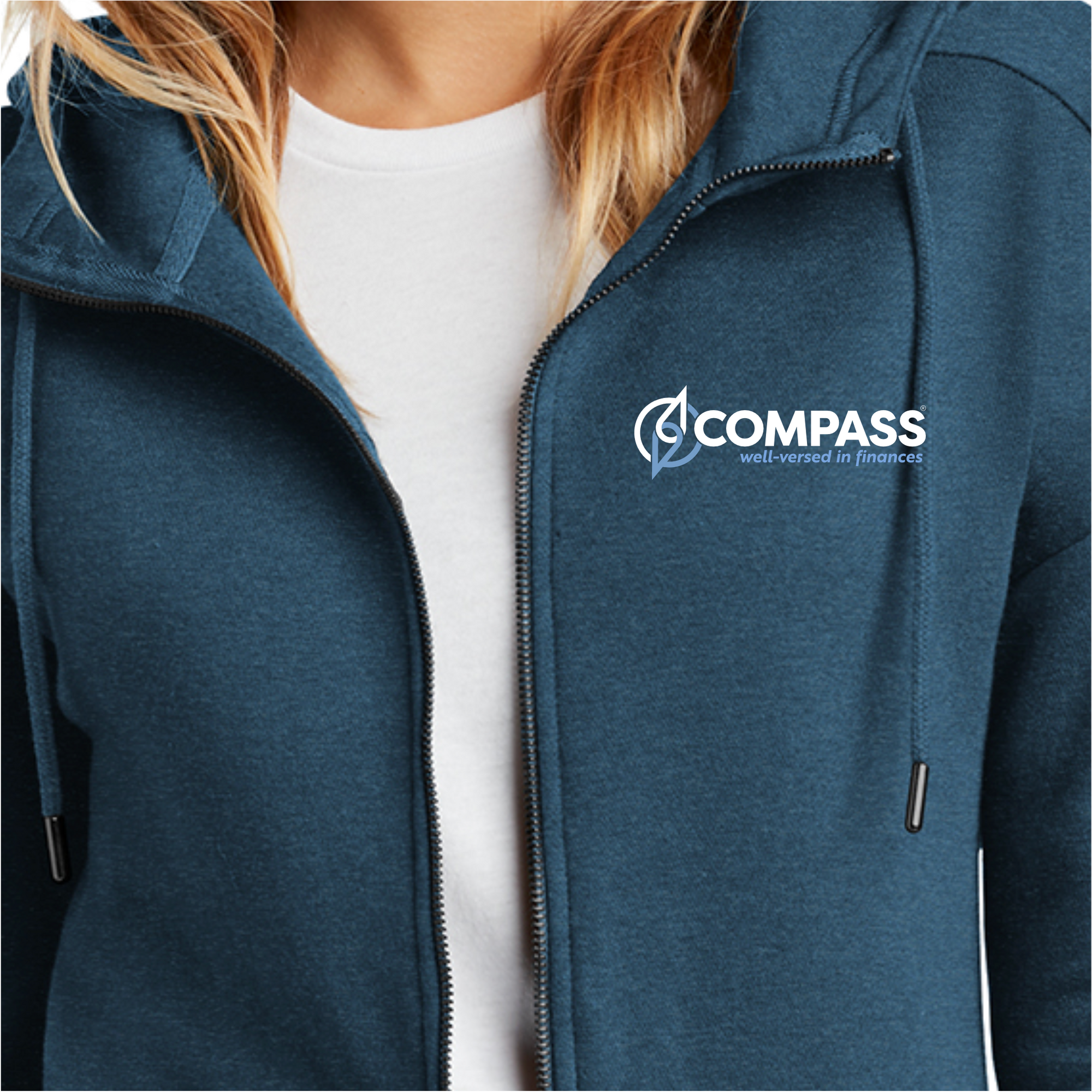 COM014 Heather Blue Ladies Full Zip Hoodie