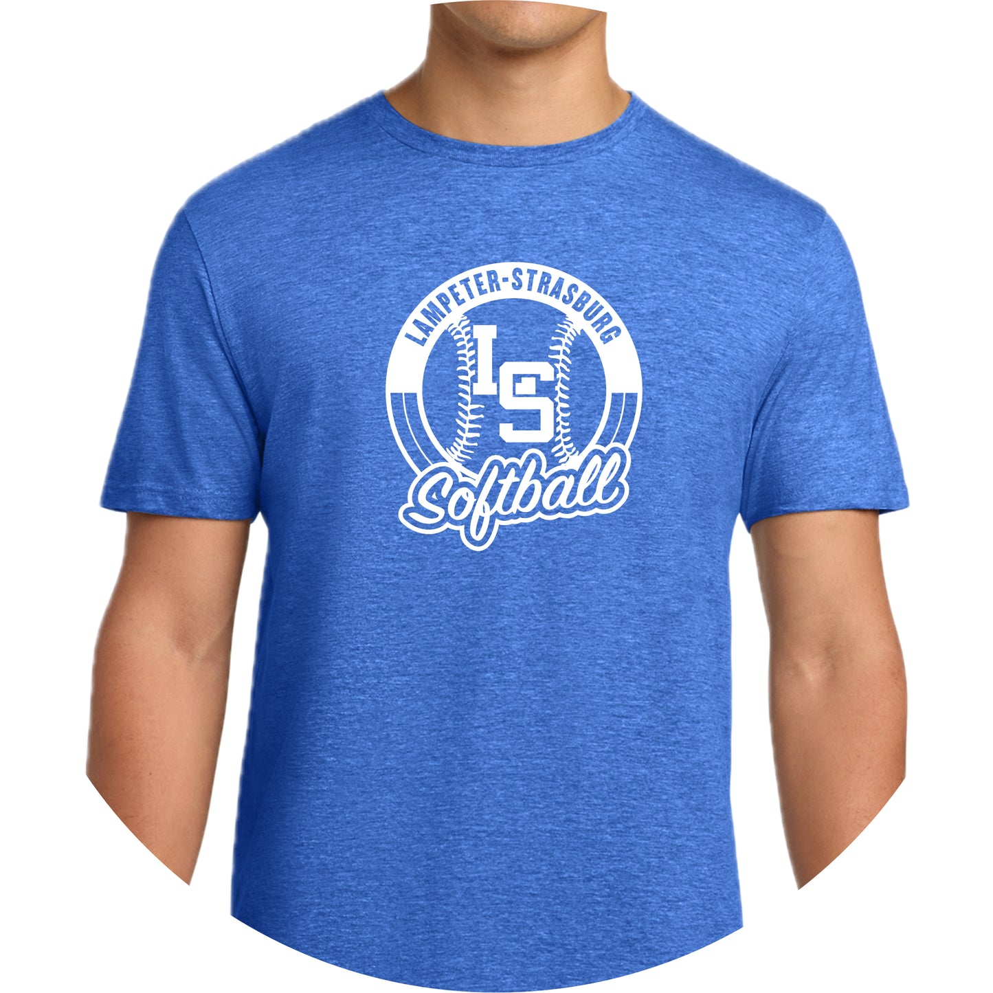 LSY0225-S01 Heather Royal Softball Short Sleeve Tee