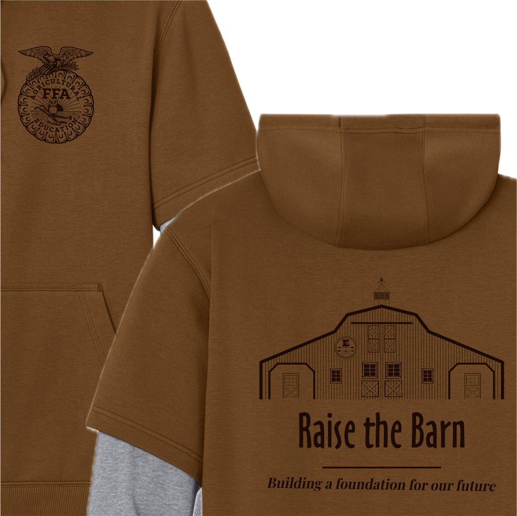 ELFFA01 - 07 Duck Brown / Heather Grey  Raglan Hoody