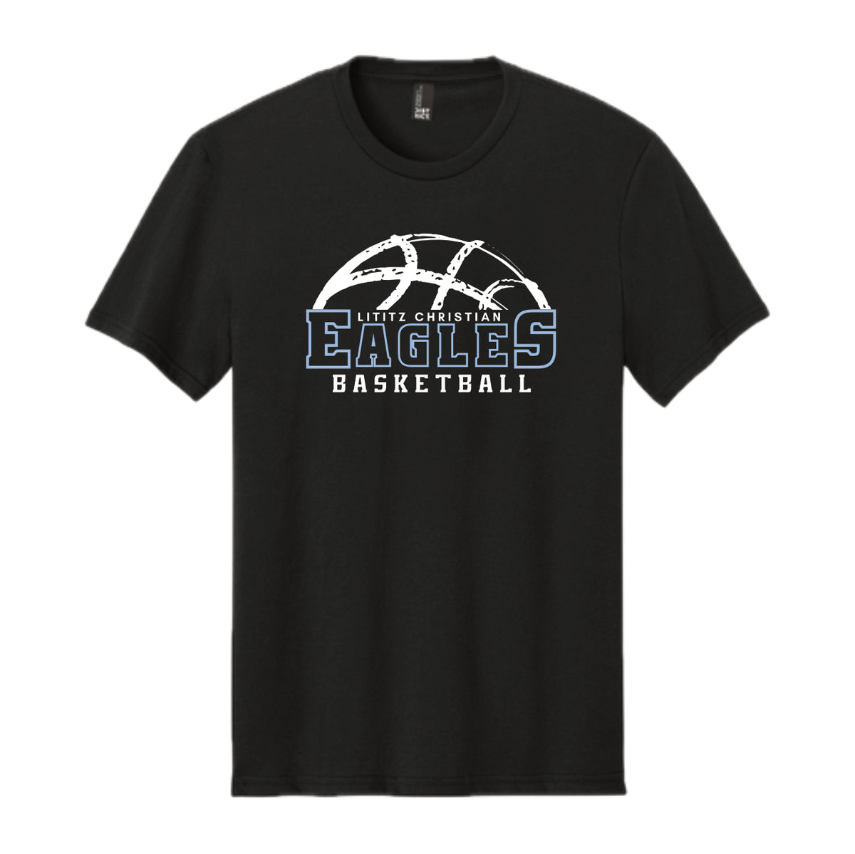 LCS127- Eagles Distressed Basketball Short Sleeve Black Tee