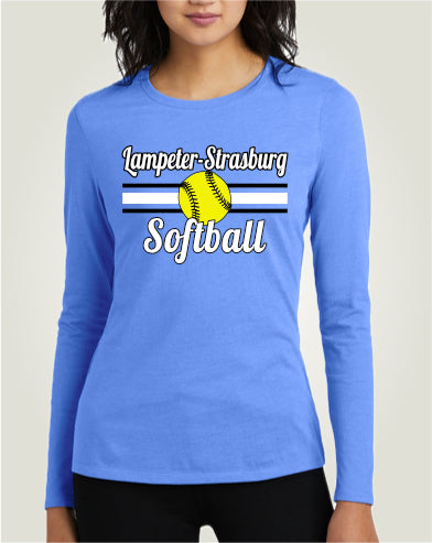 LSYS01 - 011 Heathered Royal Ladies Long Sleeve Tee