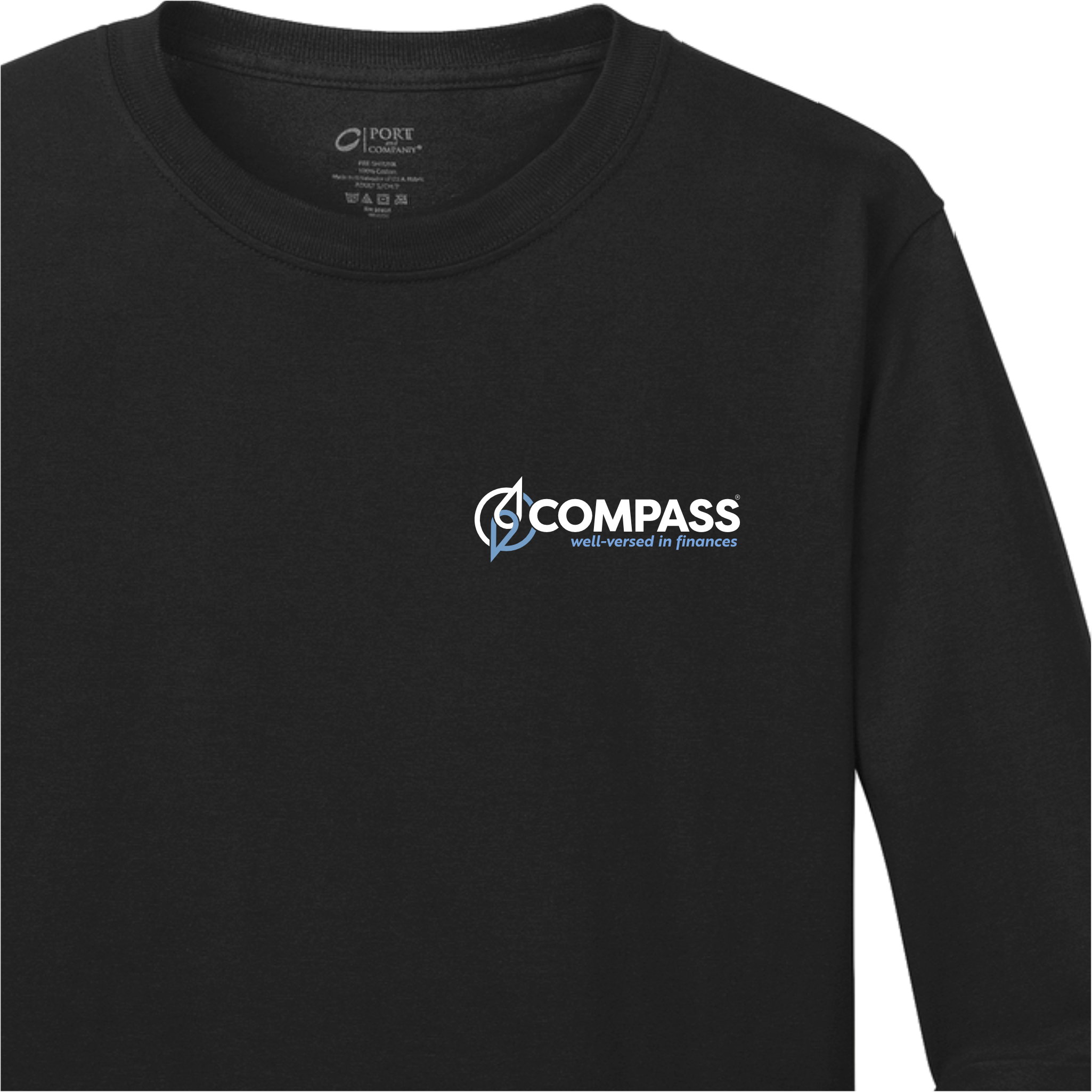 COM007 Black 100% Cotton Long Sleeve Tee