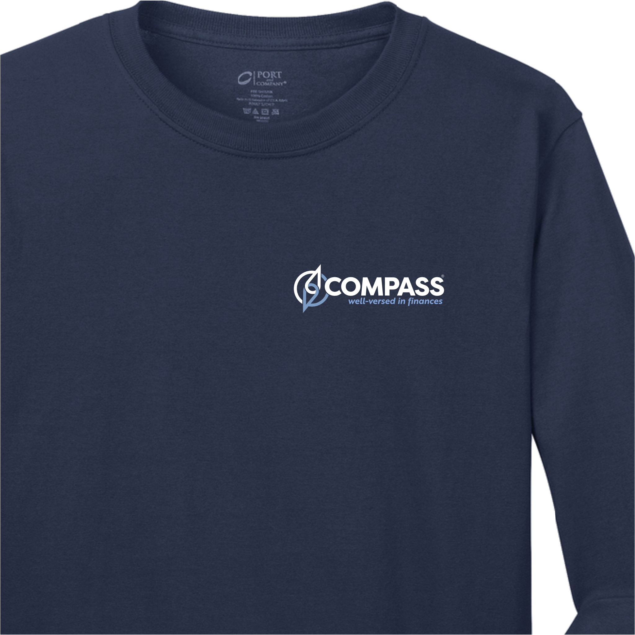 COM006 Navy 100% Cotton Long Sleeve Tee