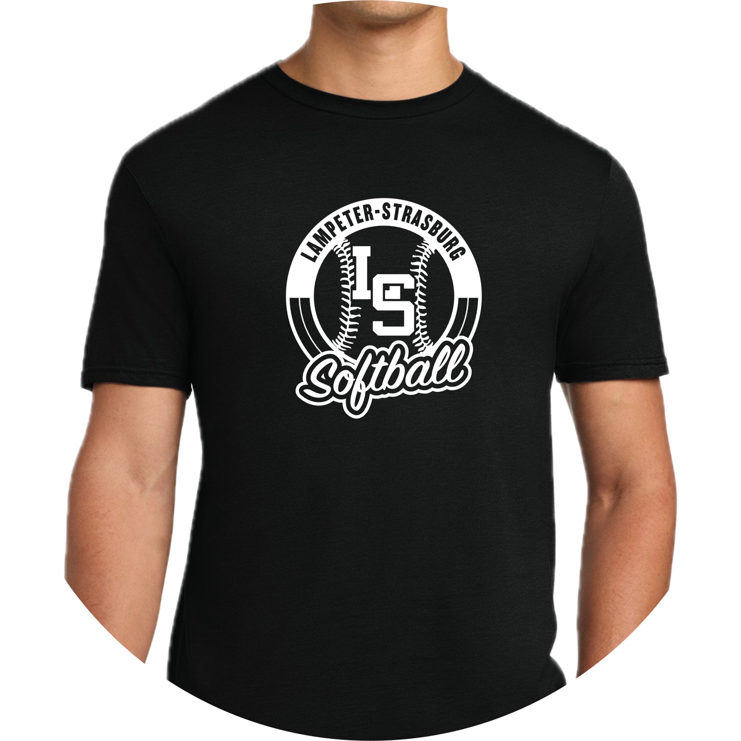 LSY0225-S03 Black Softball Short Sleeve Tee