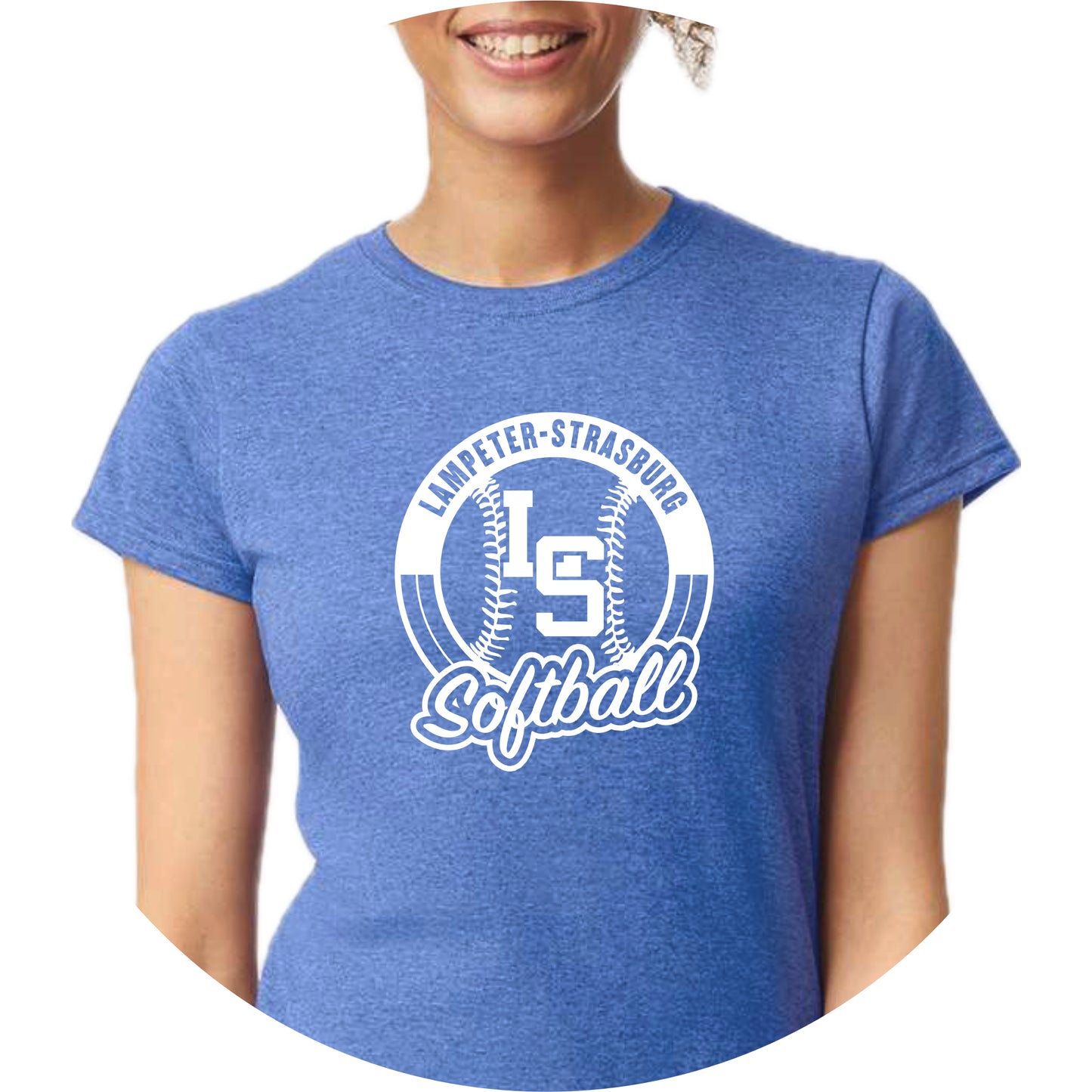 LSY0225-S02 Heather Royal Softball Women's Short Sleeve Tee