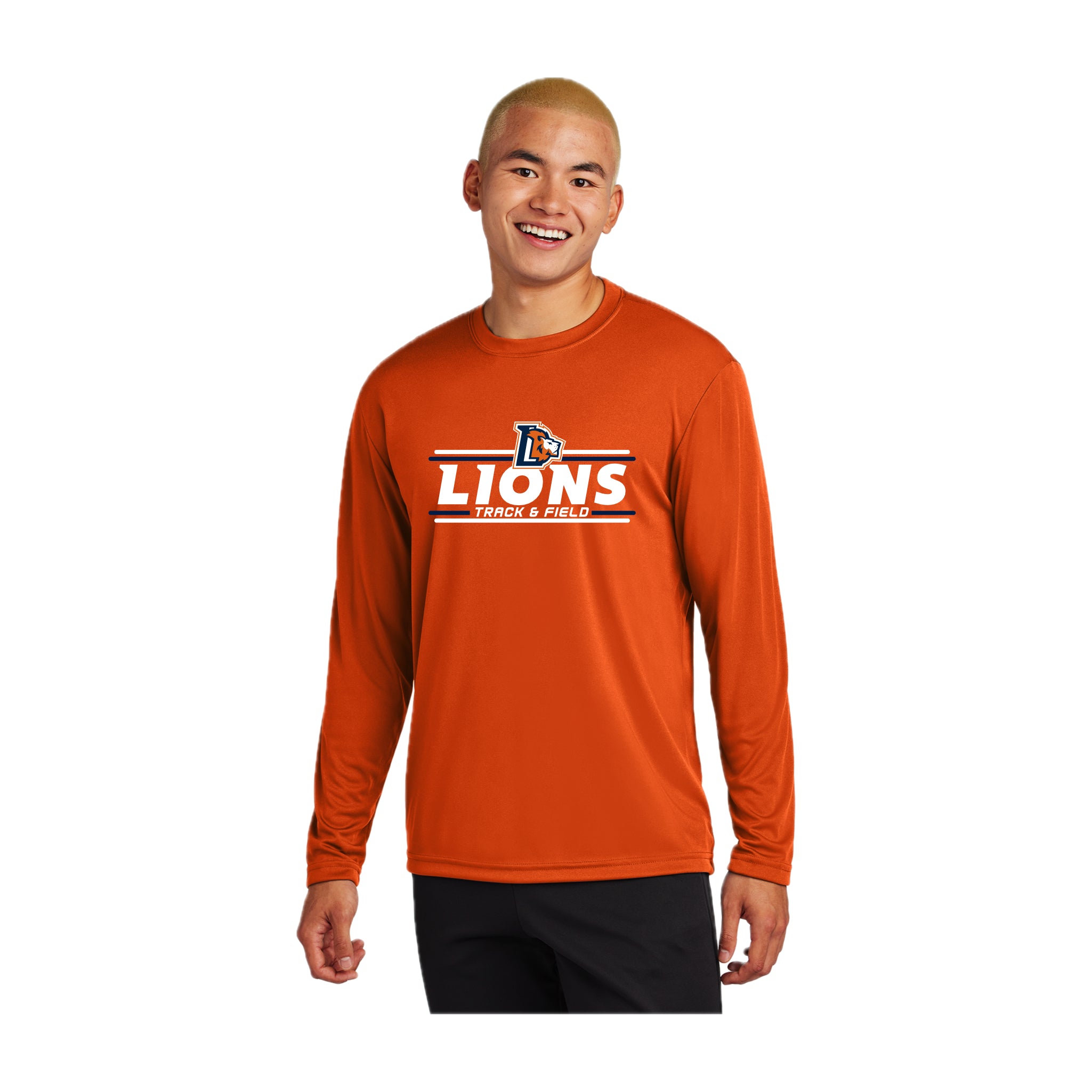 LCCS0325-08 Deep Orange Performance Long Sleeve Tee