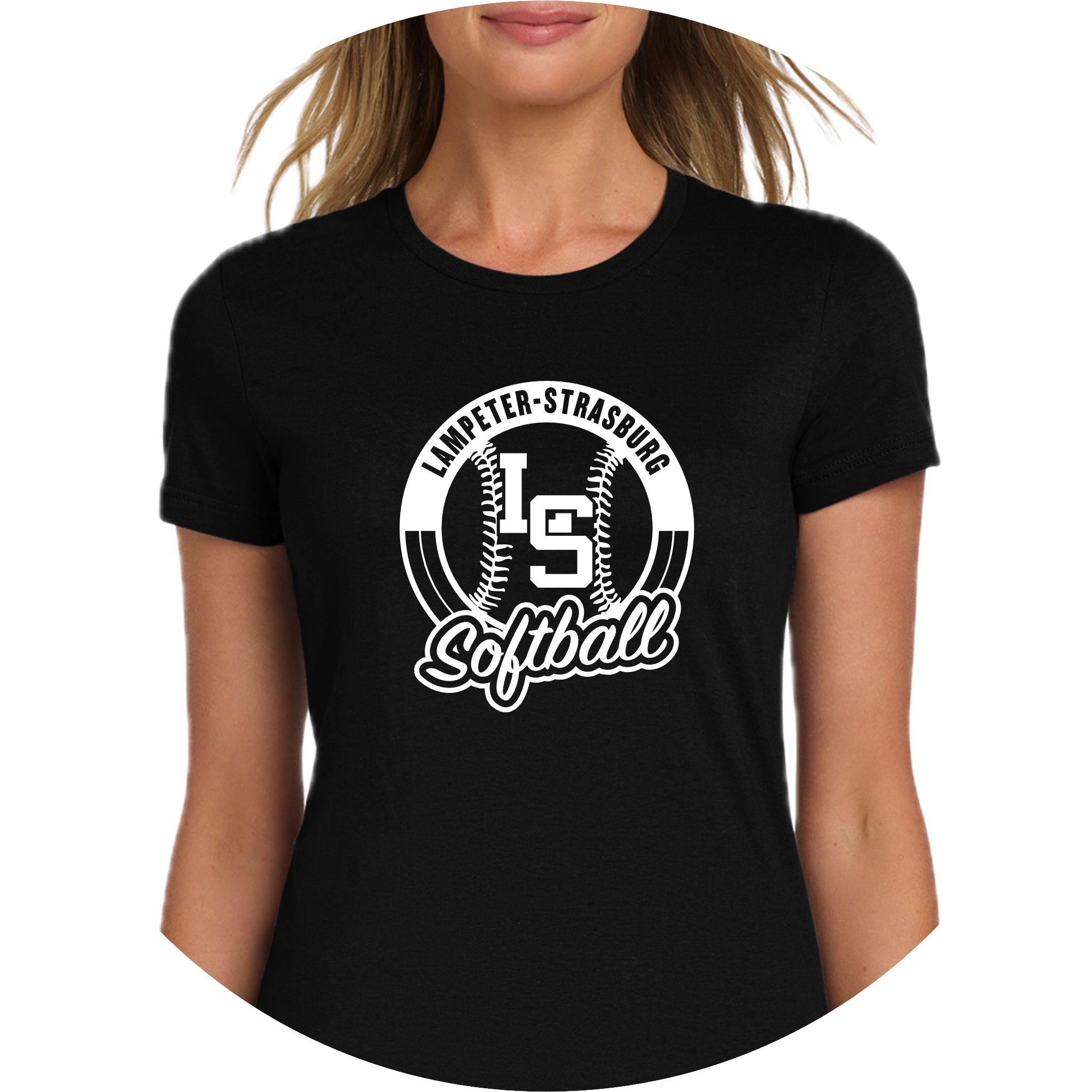 LSY0225-S04 Black Softball Women's Short Sleeve Tee