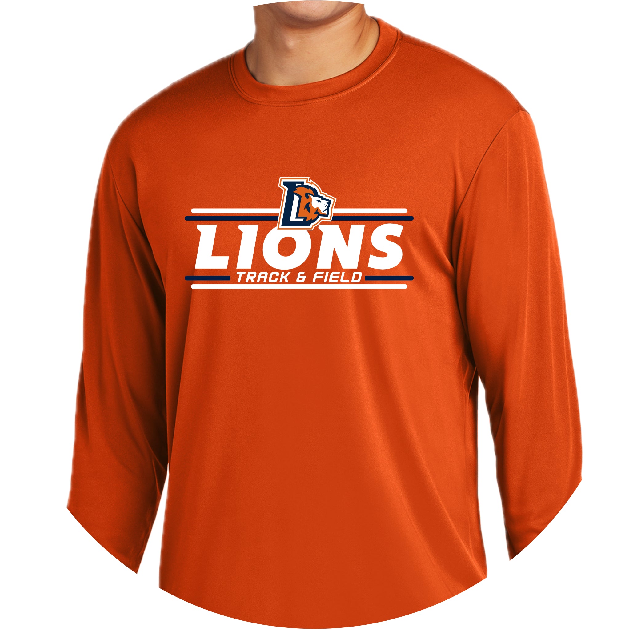 LCCS0325-08 Deep Orange Performance Long Sleeve Tee