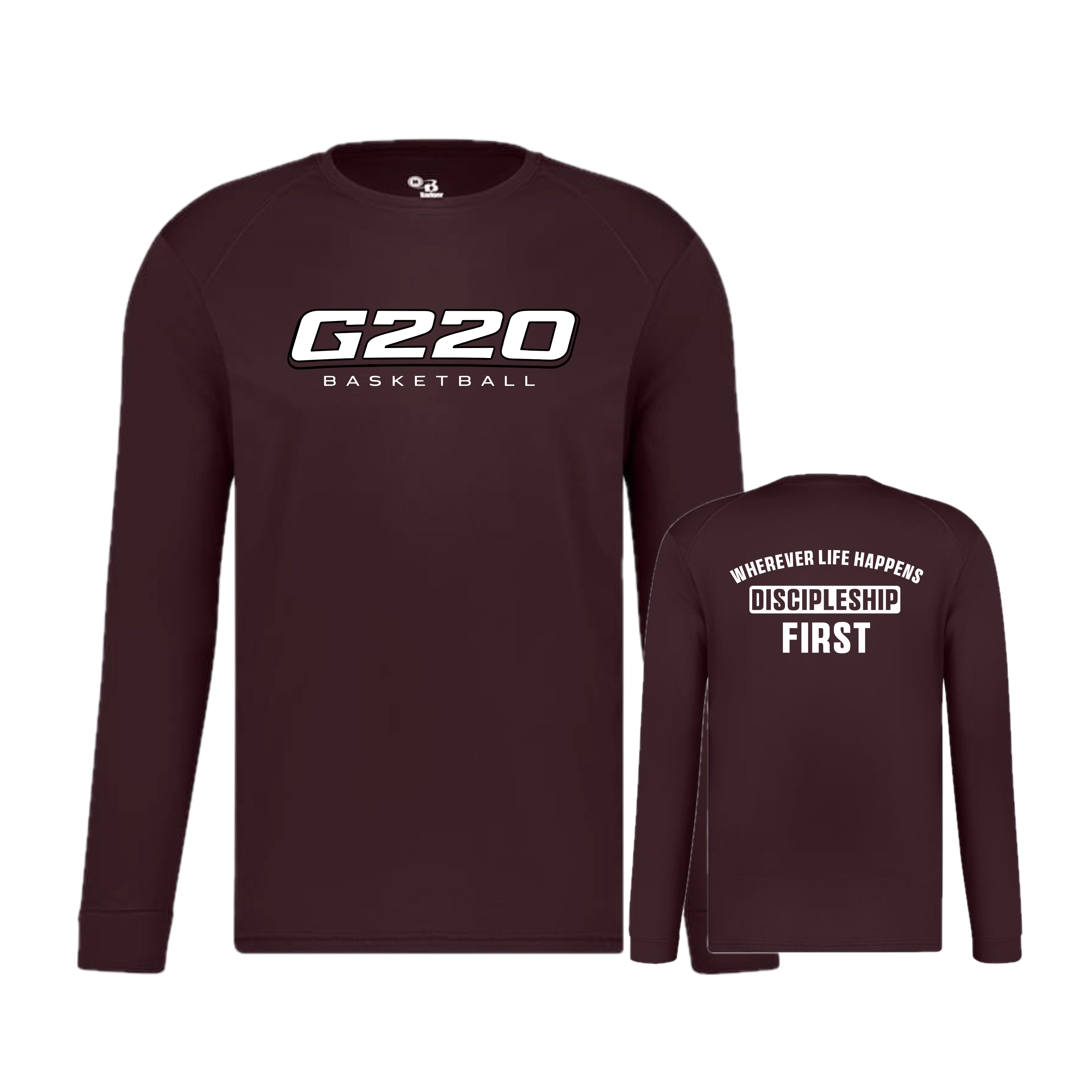 G220SH02 13 Maroon Performance Long Sleeve Tee