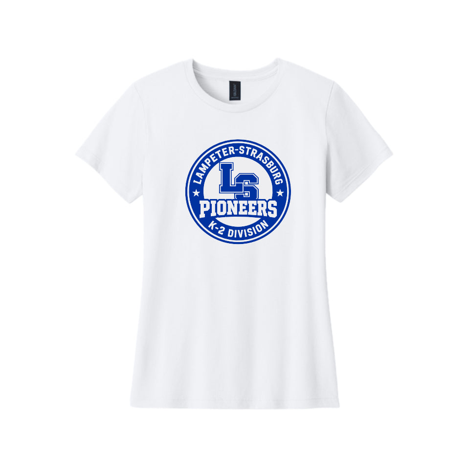 LSLAMELSH01 - 17 White Circle Ladies Soft T-Shirt