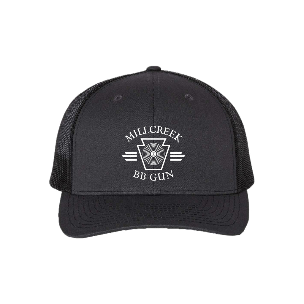 MILBBSH03-10 Dk Richardson Charcoal/Black Adjustable Trucker Hat